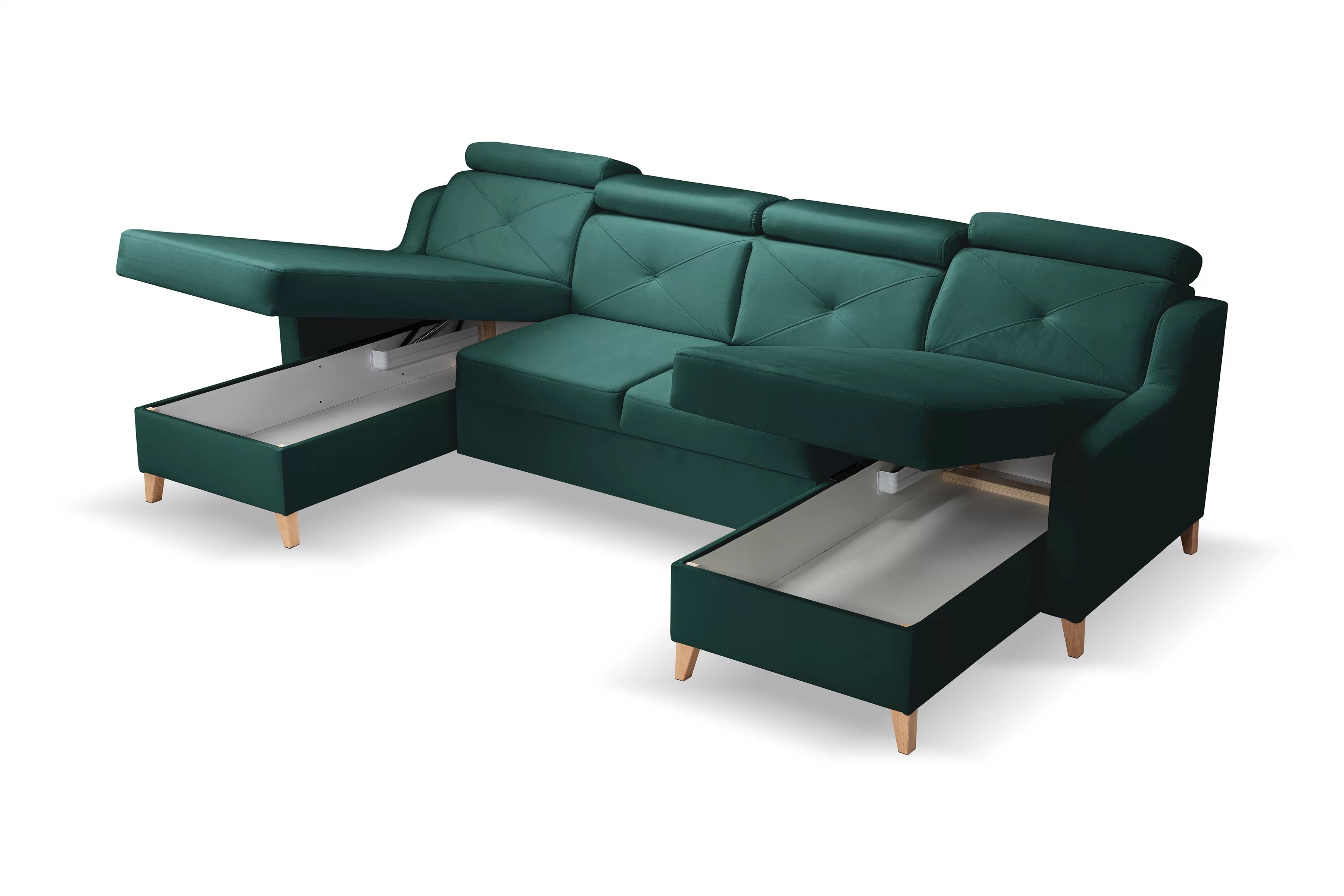 Rozkládací rohová sedací souprava Laksaro U - zelená Trinity 28 Rohová sedací souprava Laksaro U uniwersalny prawo/levá - zelená welwet Trinity 28