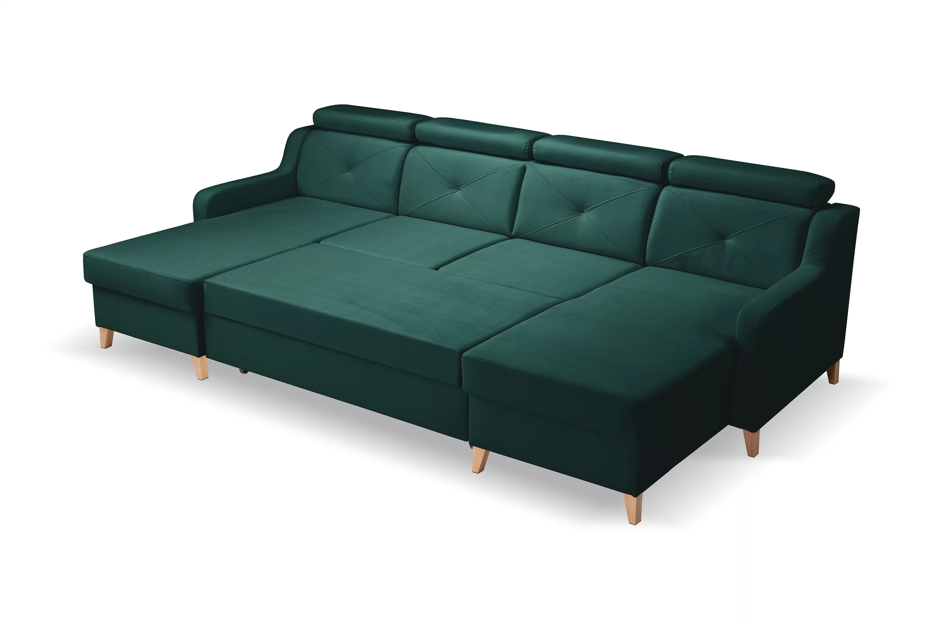 Rozkládací rohová sedací souprava Laksaro U - zelená Trinity 28 Rohová sedací souprava Laksaro U uniwersalny prawo/levá - zelená welwet Trinity 28