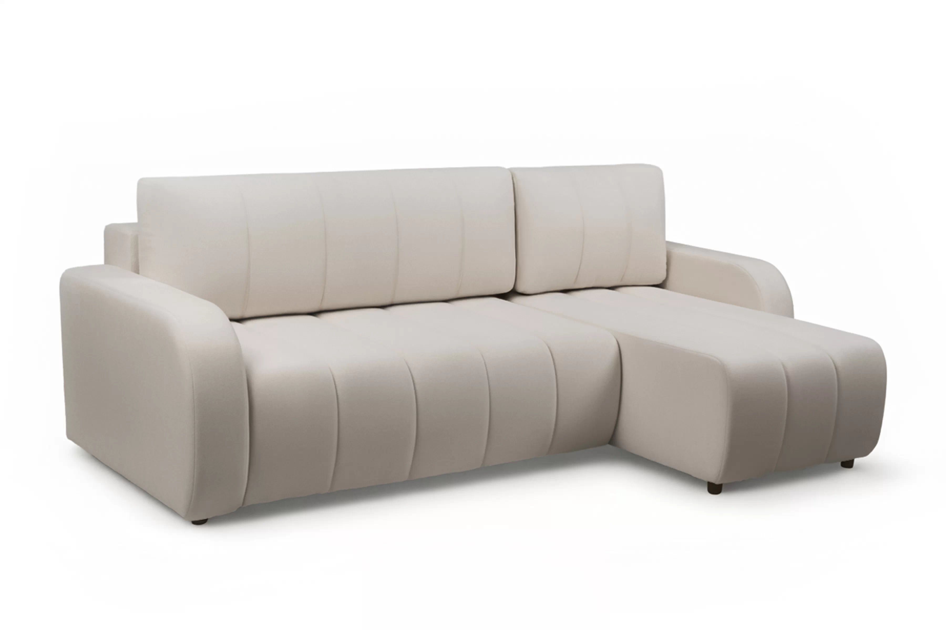 Rohová sedačka Lapios s rozkladom pravostranná - béžový zamat Vogue 2 Rohová sedacia súprava Lapios s funkciou spánku pravá strana - béžový velúr Vogue 2 