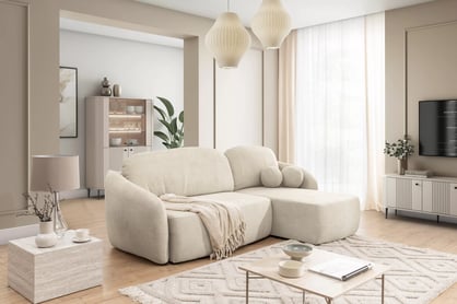 Rohová sedacia súprava Latina Mini s funkciou spánku uniwersalny Ľavý/Pravý - Freya 210-02 Rohová sedacia súprava Latina Mini s funkciou spánku uniwersalny Ľavý/Pravý - Béžová dzianina Freya 210.02