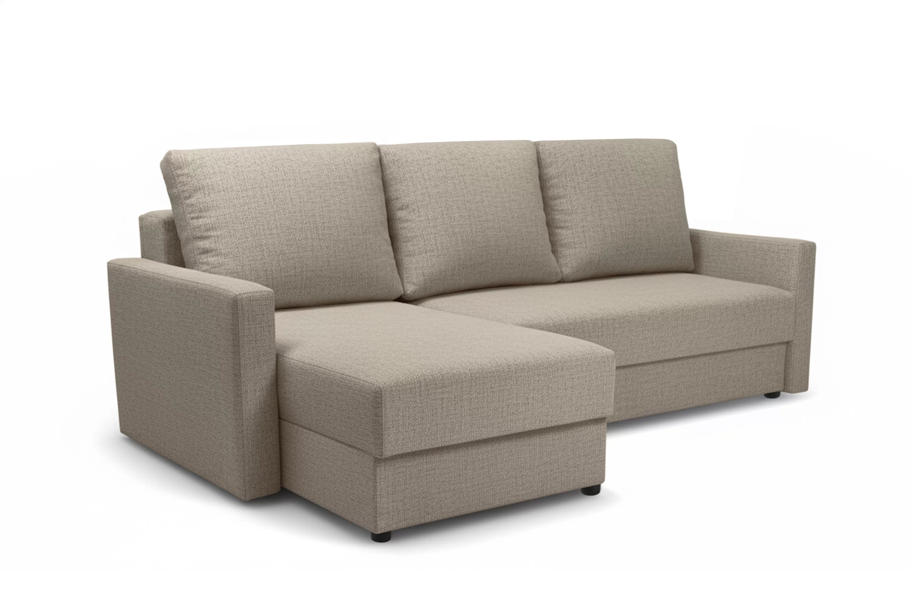 Rozkládací rohová sedačka Laveris univerzální pravá/levá - béžová tkanina Gemma 13 Rohová sedací souprava Laveris rozkladany uniwersalny prawo/levá - béžová plecionka Gemma 13