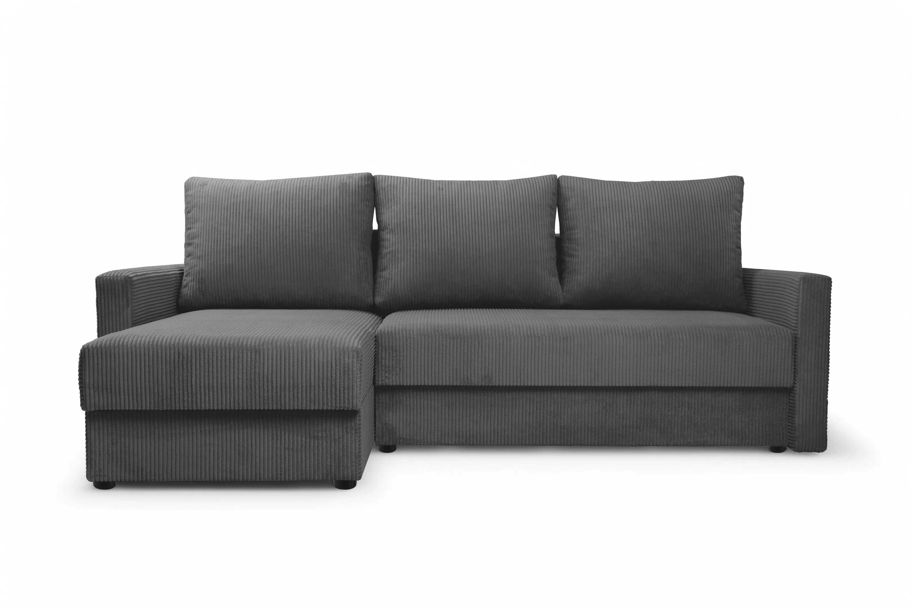 Rozkládací rohová sedací souprava Laveris - grafitová Lincoln 90 Rohová sedací souprava Laveris rozkladany uniwersalny prawo/levá - grafitová manšestr Lincoln 90