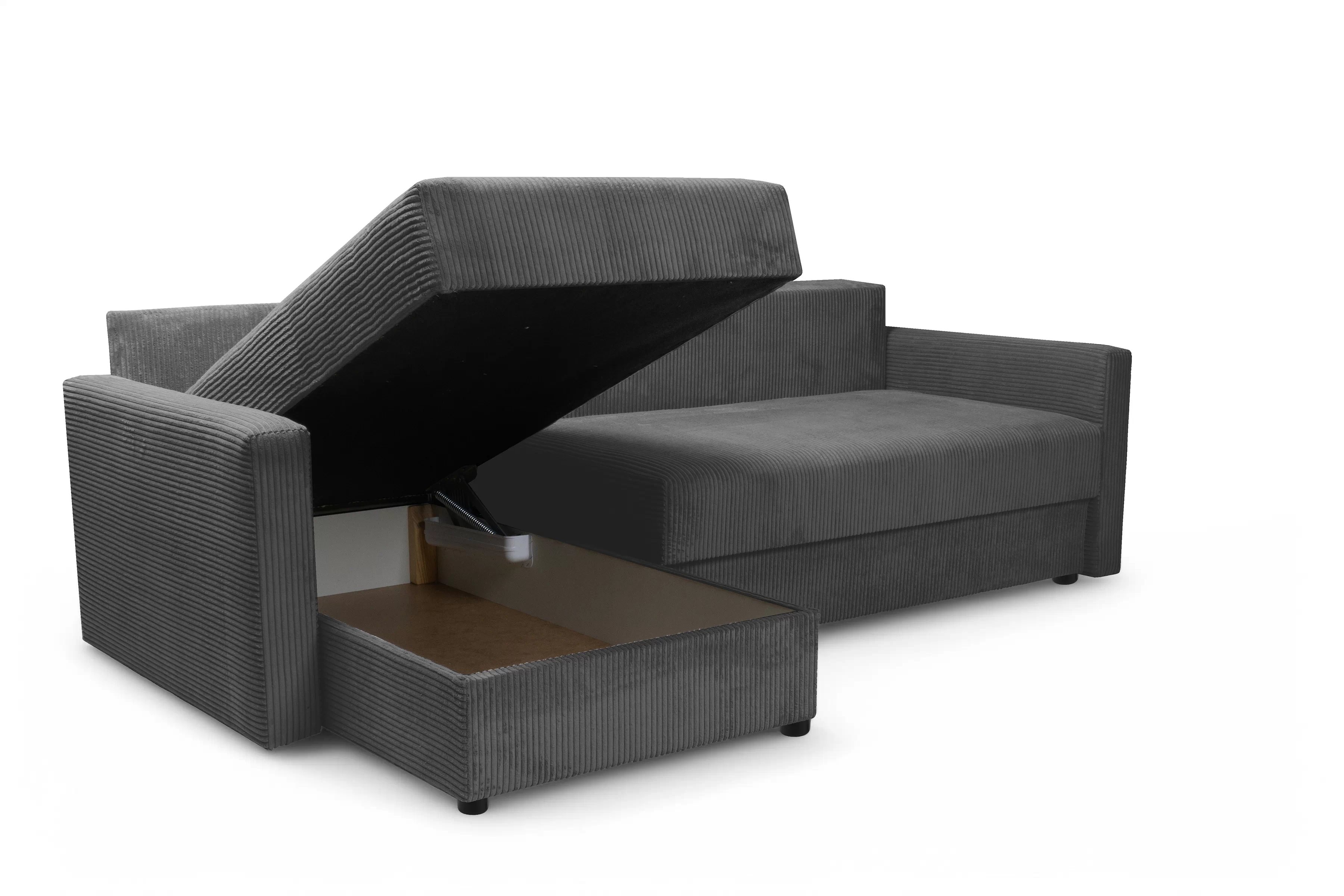 Rozkládací rohová sedací souprava Laveris - grafitová Lincoln 90 Rohová sedací souprava Laveris rozkladany uniwersalny prawo/levá - grafitová manšestr Lincoln 90