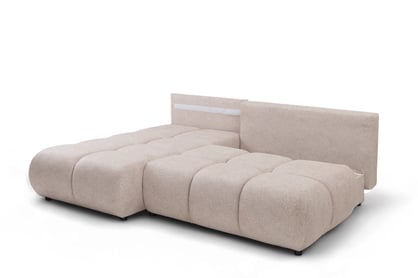 Rohová sedačka Lerio ľavostranná s rozkladom na spanie - svetlobéžová hydrofóbna látka Blur 02 Rohová sedacia súprava Lerio Ľavá strana s funkciou spánku - jasno Béžová dzianina hydrofobowa Blur 02