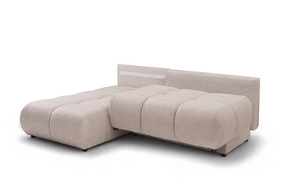 Rohová sedačka Lerio ľavostranná s rozkladom na spanie - svetlobéžová hydrofóbna látka Blur 02 Rohová sedacia súprava Lerio Ľavá strana s funkciou spánku - jasno Béžová dzianina hydrofobowa Blur 02