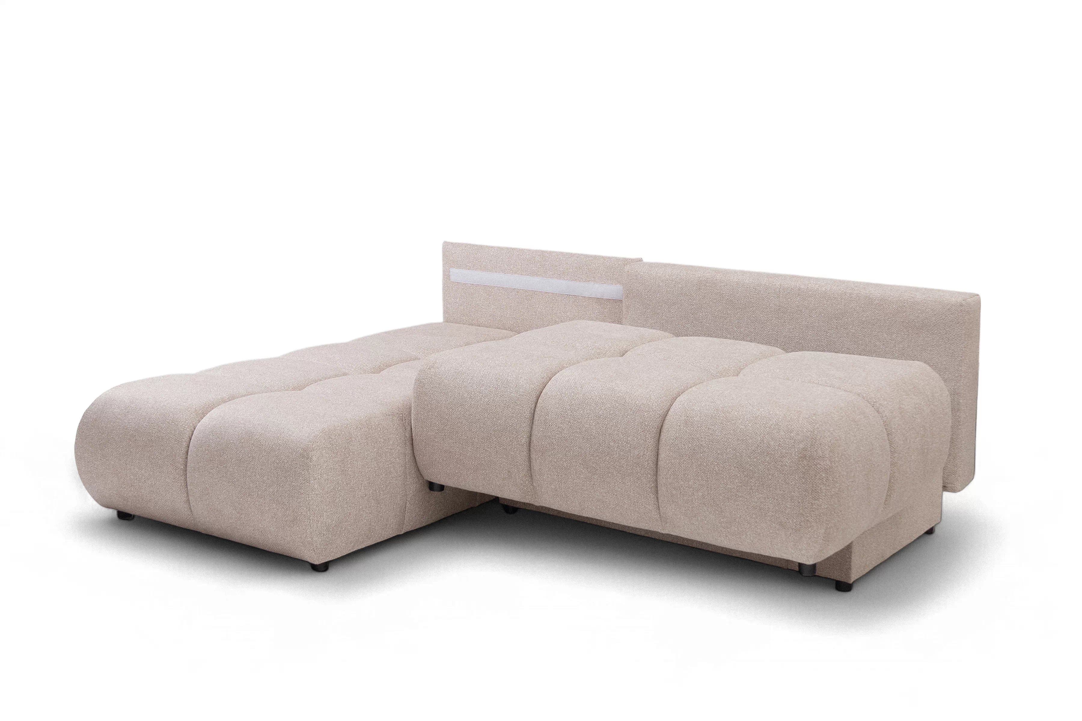 Rohová sedačka Lerio ľavostranná s rozkladom na spanie - svetlobéžová hydrofóbna látka Blur 02 Rohová sedacia súprava Lerio Ľavá strana s funkciou spánku - jasno Béžová dzianina hydrofobowa Blur 02