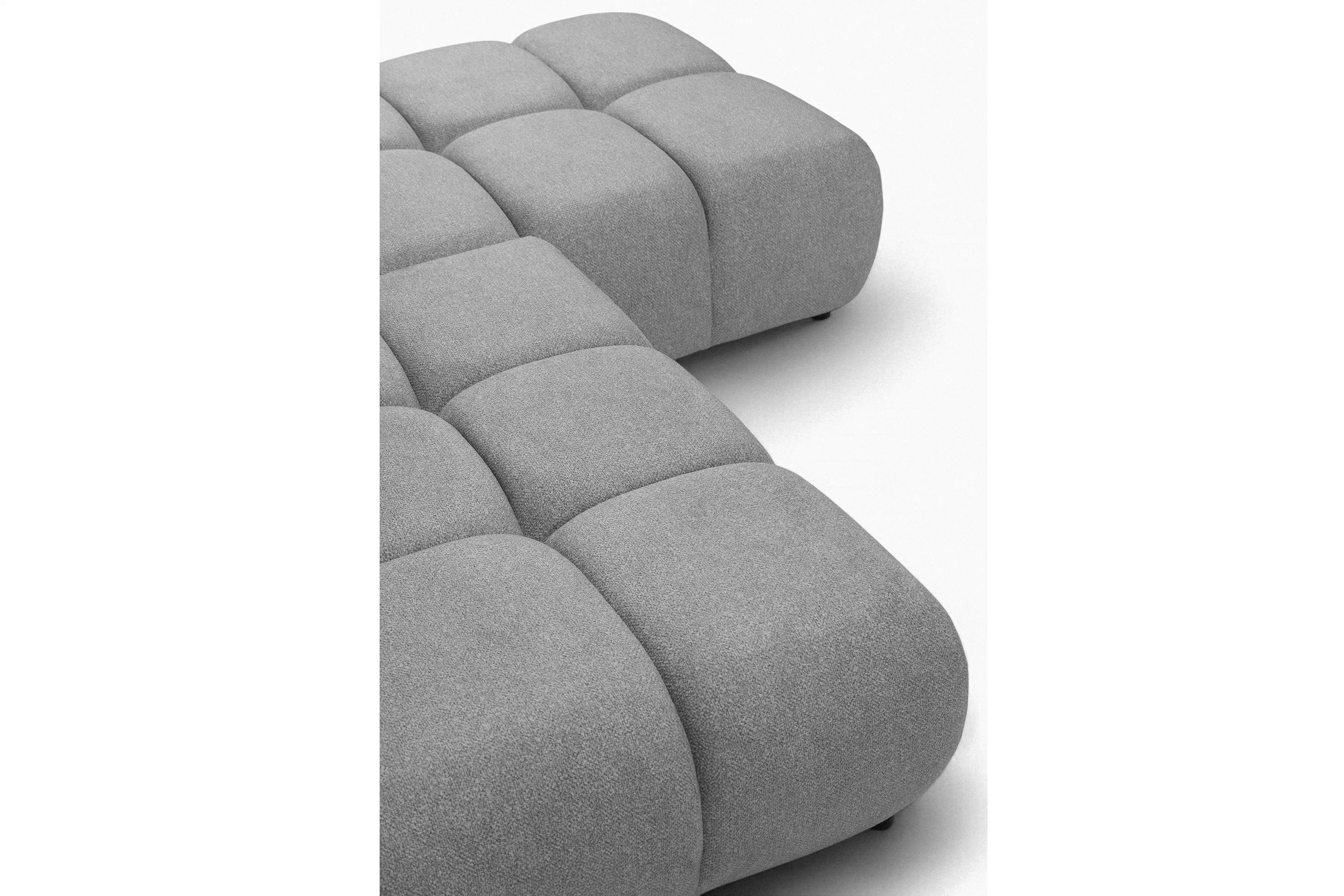 Rohová sedačka Lerio ľavostranná s rozkladom na spanie - svetlosivá hydrofóbna látka Blur 18 Rohová sedacia súprava Lerio Ľavá strana s funkciou spánku - jasno šedá dzianina Blur 18