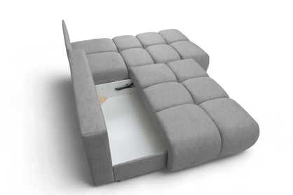 Rohová sedačka Lerio ľavá s funkciou spania - svetlosivý hydrofóbny textil Blur 18 Rohová sedacia súprava Lerio Ľavá strana s funkciou spánku - jasno šedá dzianina hydrofobowa Blur 18