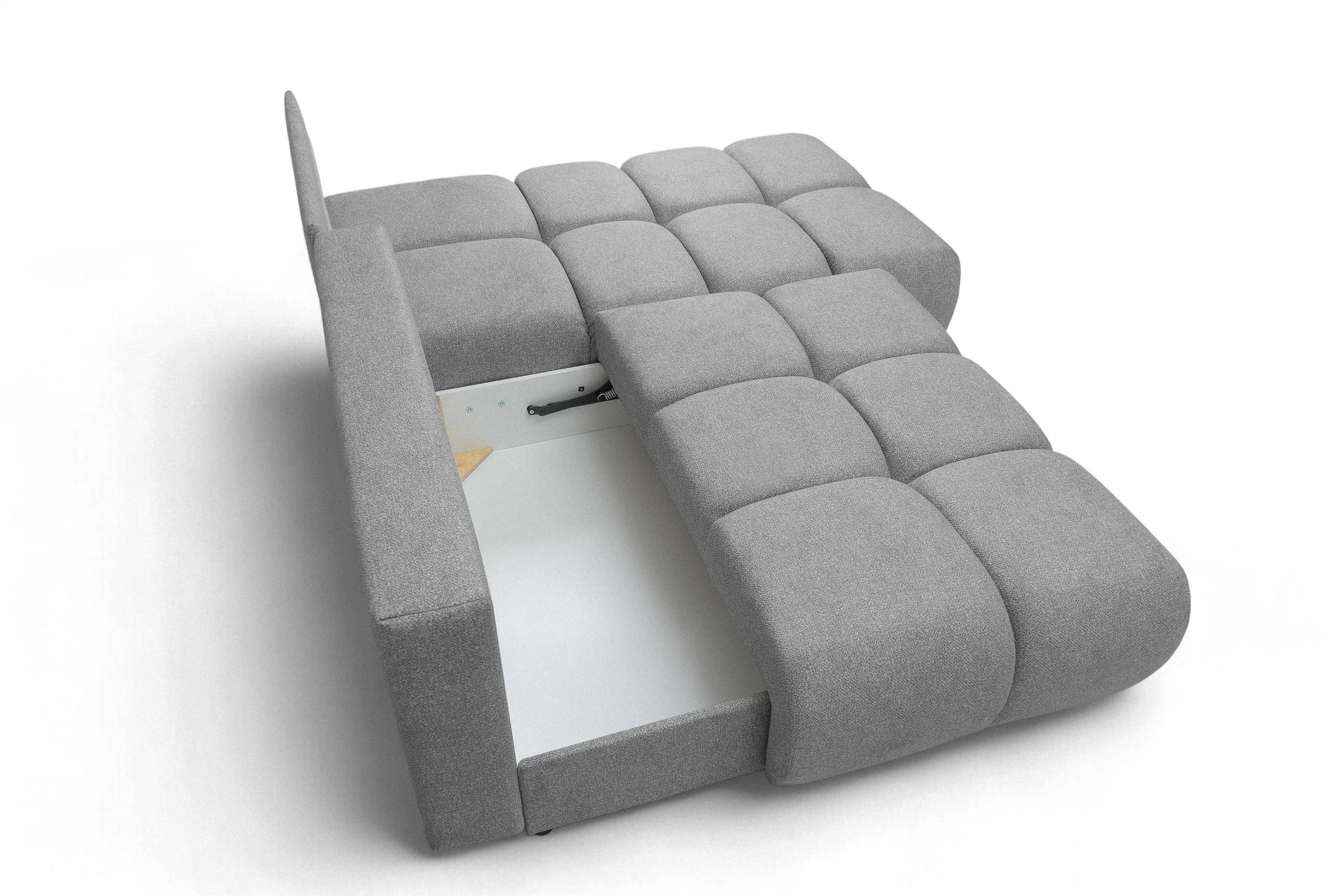 Rohová sedačka Lerio ľavá s funkciou spania - svetlosivý hydrofóbny textil Blur 18 Rohová sedacia súprava Lerio Ľavá strana s funkciou spánku - jasno šedá dzianina hydrofobowa Blur 18