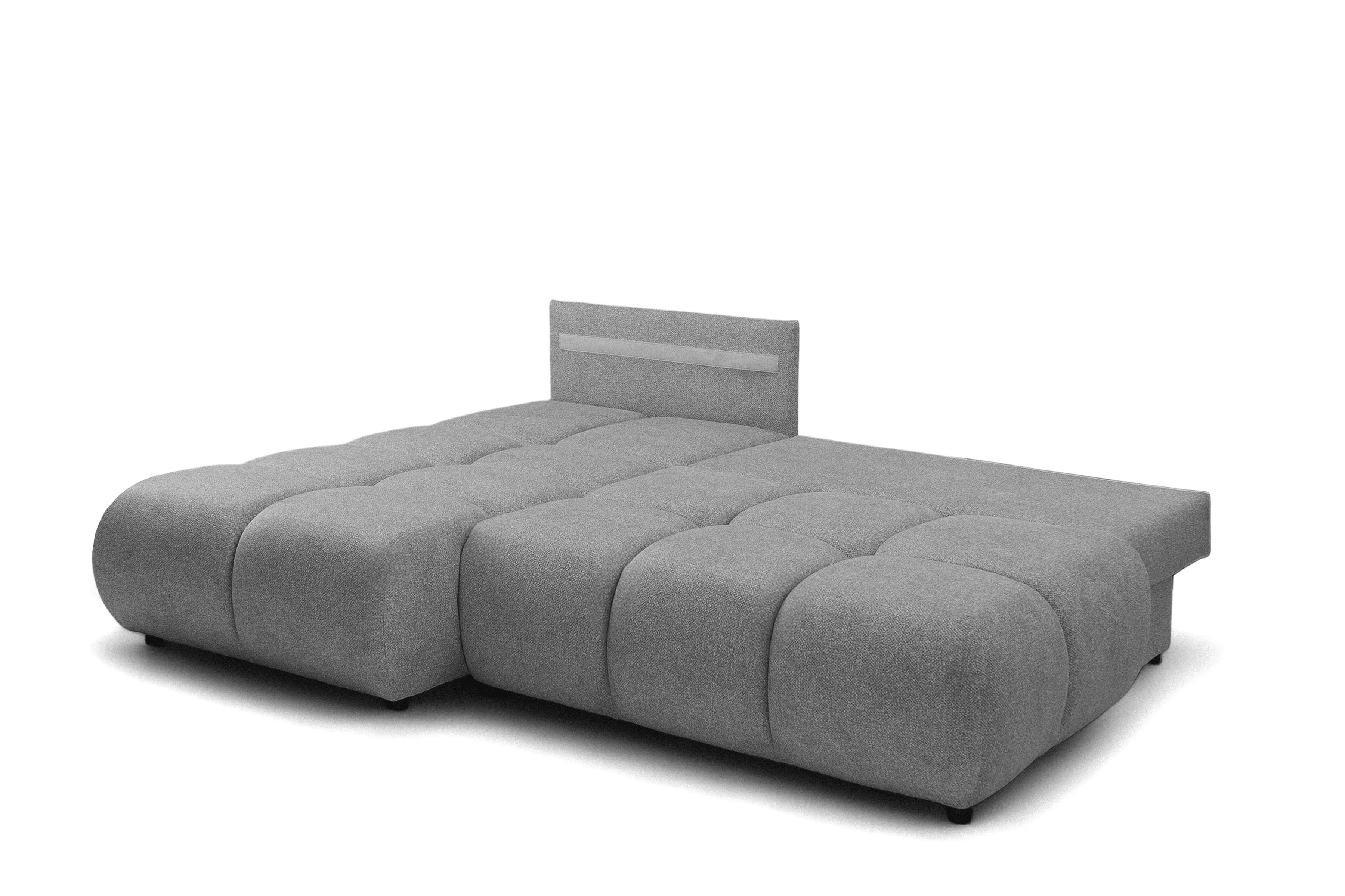 Rohová sedačka Lerio ľavá s funkciou spania - svetlosivý hydrofóbny textil Blur 18 Rohová sedacia súprava Lerio Ľavá strana s funkciou spánku - jasno šedá dzianina hydrofobowa Blur 18