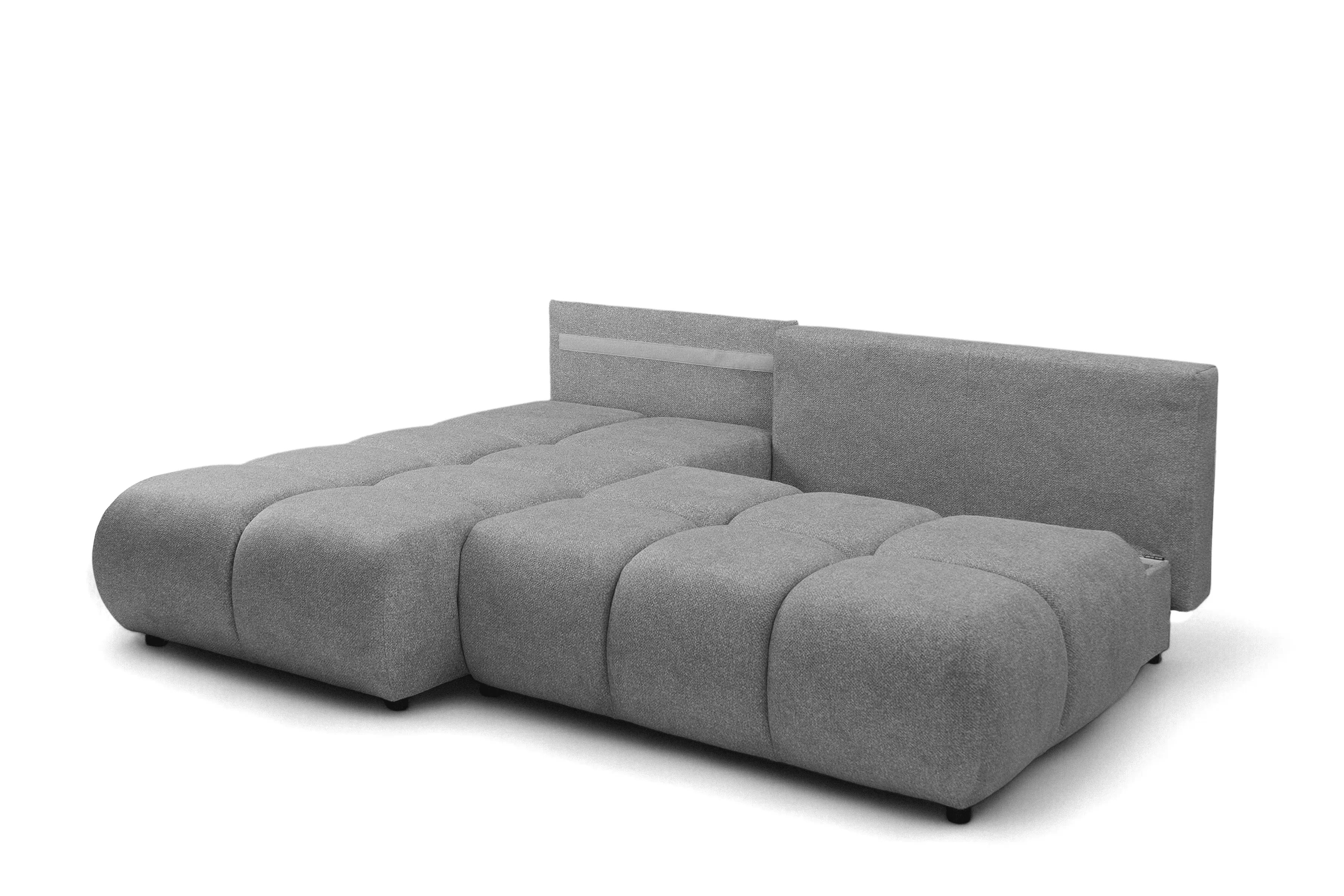 Rohová sedačka Lerio ľavá s funkciou spania - svetlosivý hydrofóbny textil Blur 18 Rohová sedacia súprava Lerio Ľavá strana s funkciou spánku - jasno šedá dzianina hydrofobowa Blur 18