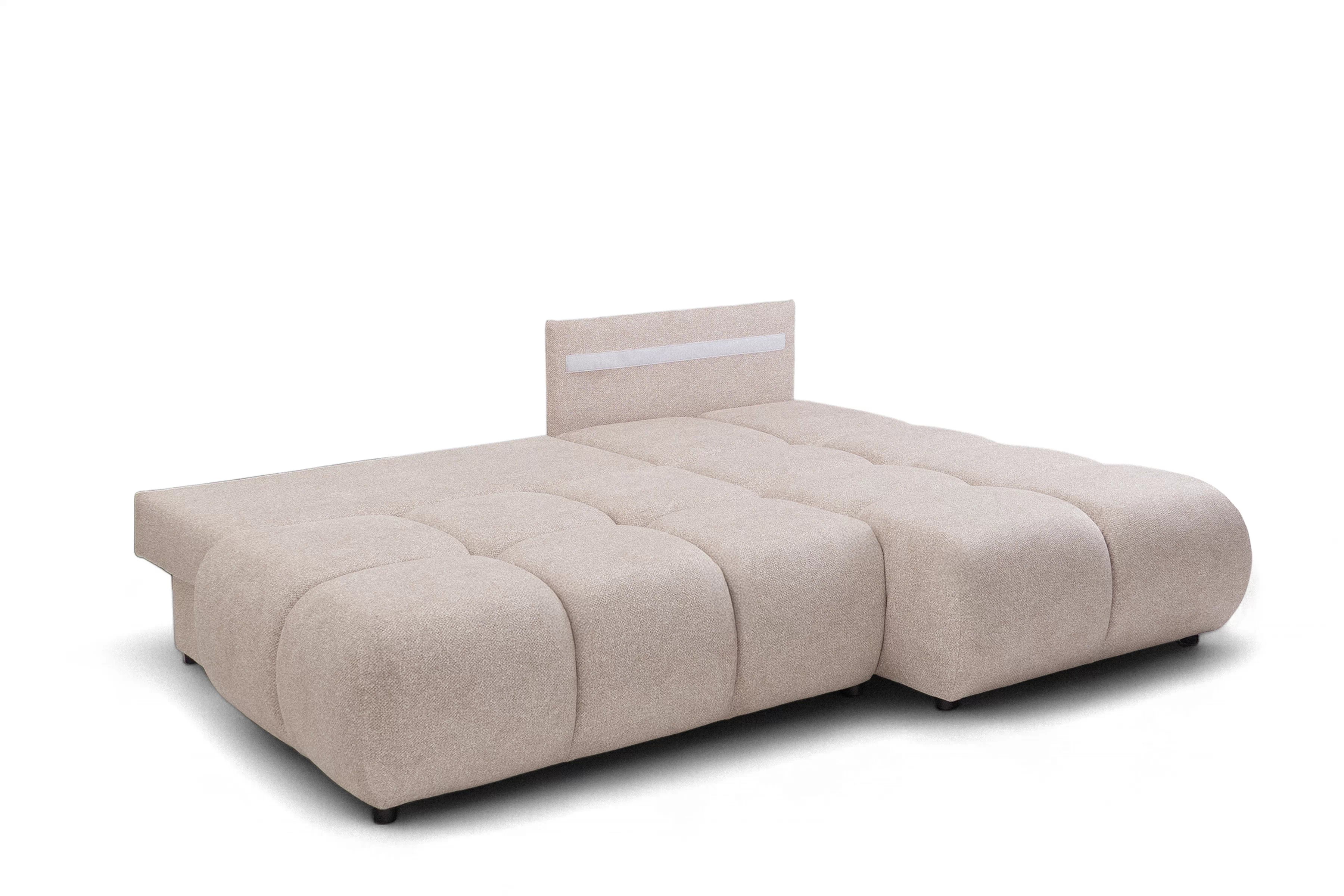 Rohová pohovka Lerio pravostranná s rozkladem - světle béžová hydrofobní tkanina Blur 02 Rohová sedací souprava Lerio rozkládací - jasno béžová Pletenina hydrofobowa Blur 02