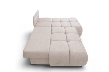 Rohová sedačka Lerio s rozkládací funkcí - světle béžová hydrofobní tkanina Blur 02 Rohová sedací souprava Lerio rozkládací - jasno béžová Pletenina hydrofobowa Blur 02