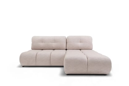 Rohová sedačka Lerio s rozkládací funkcí - světle béžová hydrofobní tkanina Blur 02 Rohová sedací souprava Lerio rozkládací - jasno béžová Pletenina hydrofobowa Blur 02