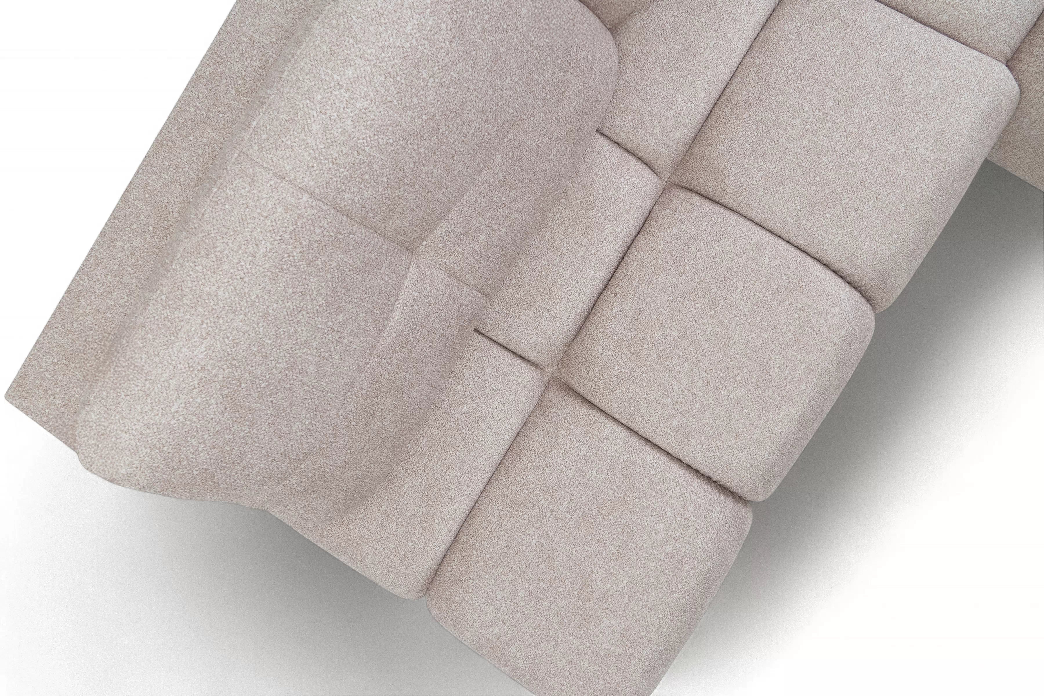 Rohová pohovka Lerio pravostranná s rozkladem - světle béžová hydrofobní tkanina Blur 02 Rohová sedací souprava Lerio rozkládací - jasno béžová Pletenina hydrofobowa Blur 02