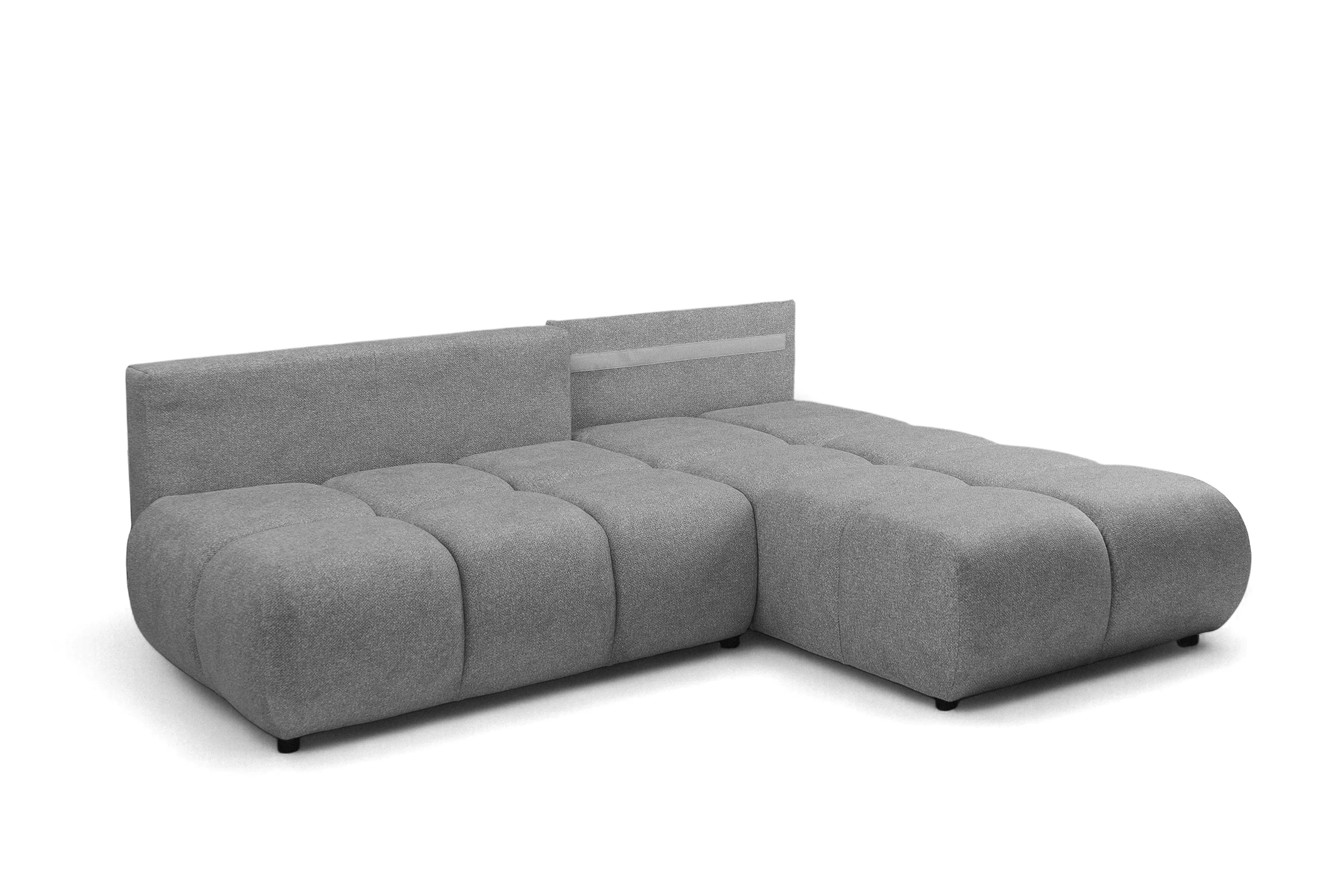 Rohová sedačka Lerio s rozkladem na spaní - světle šedá hydrofobní tkanina Blur 18 Rohová sedací souprava Lerio rozkládací - jasno šedá Pletenina hydrofobowa Blur 18