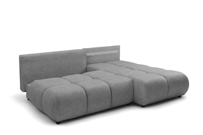 Rohová sedačka Lerio s rozkladem na spaní - světle šedá hydrofobní tkanina Blur 18 Rohová sedací souprava Lerio rozkládací - jasno šedá Pletenina hydrofobowa Blur 18