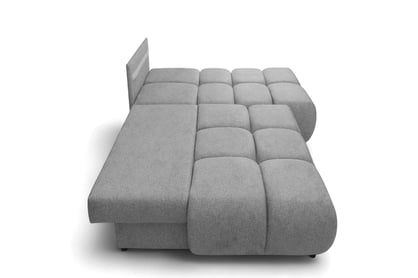 Rohová sedačka Lerio s rozkladem na spaní - světle šedá hydrofobní tkanina Blur 18 Rohová sedací souprava Lerio rozkládací - jasno šedá Pletenina hydrofobowa Blur 18