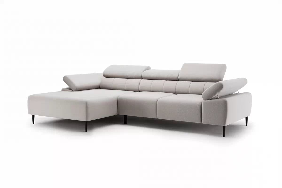 Rohová sedačka Taloria Mini s el. výsuvným sedadlom ľavá - béžová ľahkočistiaca látka Maya 01 / čierne nožičky  Rohová sedacia súprava Ľavá strana Taloria Mini - Maya 01, nožičky čierny