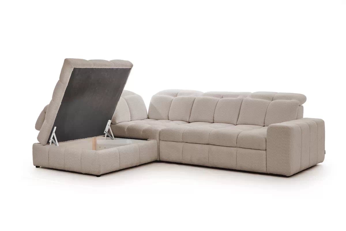Rozkladacia rohová sedačka Magnelio L ľavá s el. výsuvom - béžové buklé Catch Me 02 Rohová sedacia súprava Ľavá strana rozkladany s elektricky výsuvným sedákem Magnelio L - Béžová boucle Catch me 2