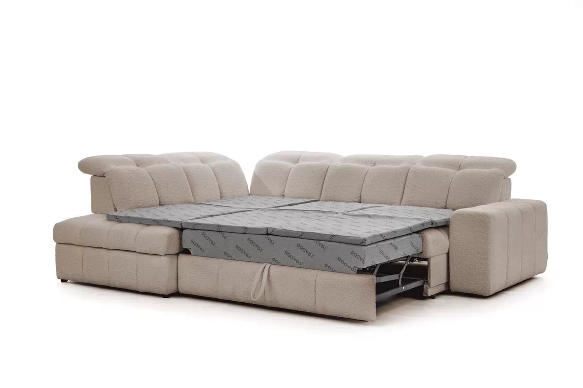 Rozkladacia rohová sedačka Magnelio L ľavá s el. výsuvom - béžové buklé Catch Me 02 Rohová sedacia súprava Ľavá strana rozkladany s elektricky výsuvným sedákem Magnelio L - Béžová boucle Catch me 2