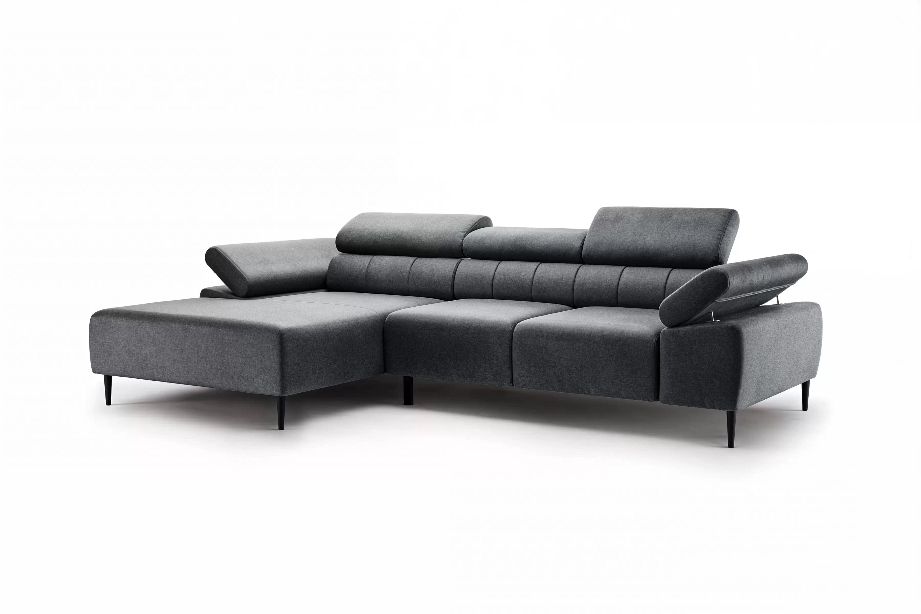 Rohová sedačka Taloria Mini s el. výsuvným sedadlom ľavá - šedý ľahkočistiaci zamat Zetta 305 / čierne nožičky Rohová sedacia súprava Ľavá strana Taloria Mini - Zetta 305, nožičky čierny