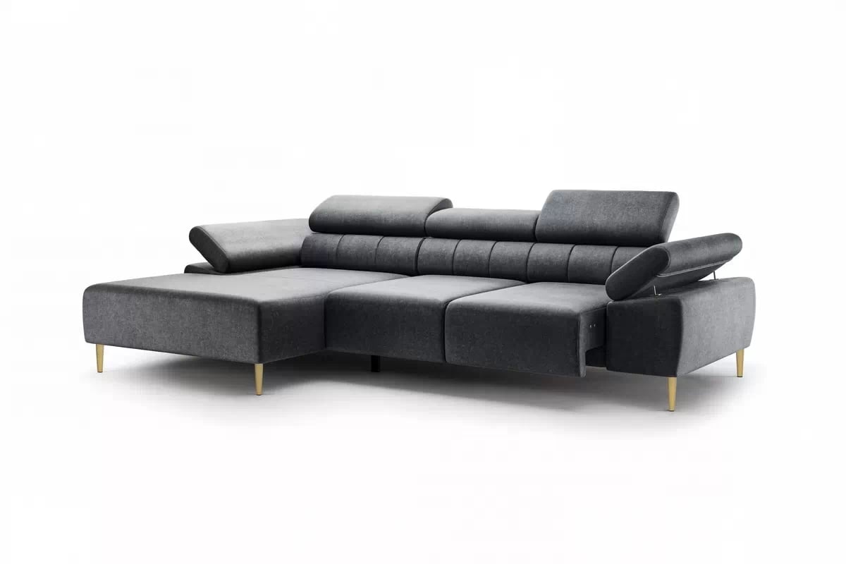 Rohová sedací souprava Taloria Mini levá - šedá látka Zetta 305 / zlaté nožky Rohová sedací souprava levá Taloria Mini - Zetta 305, Nohy zlaté