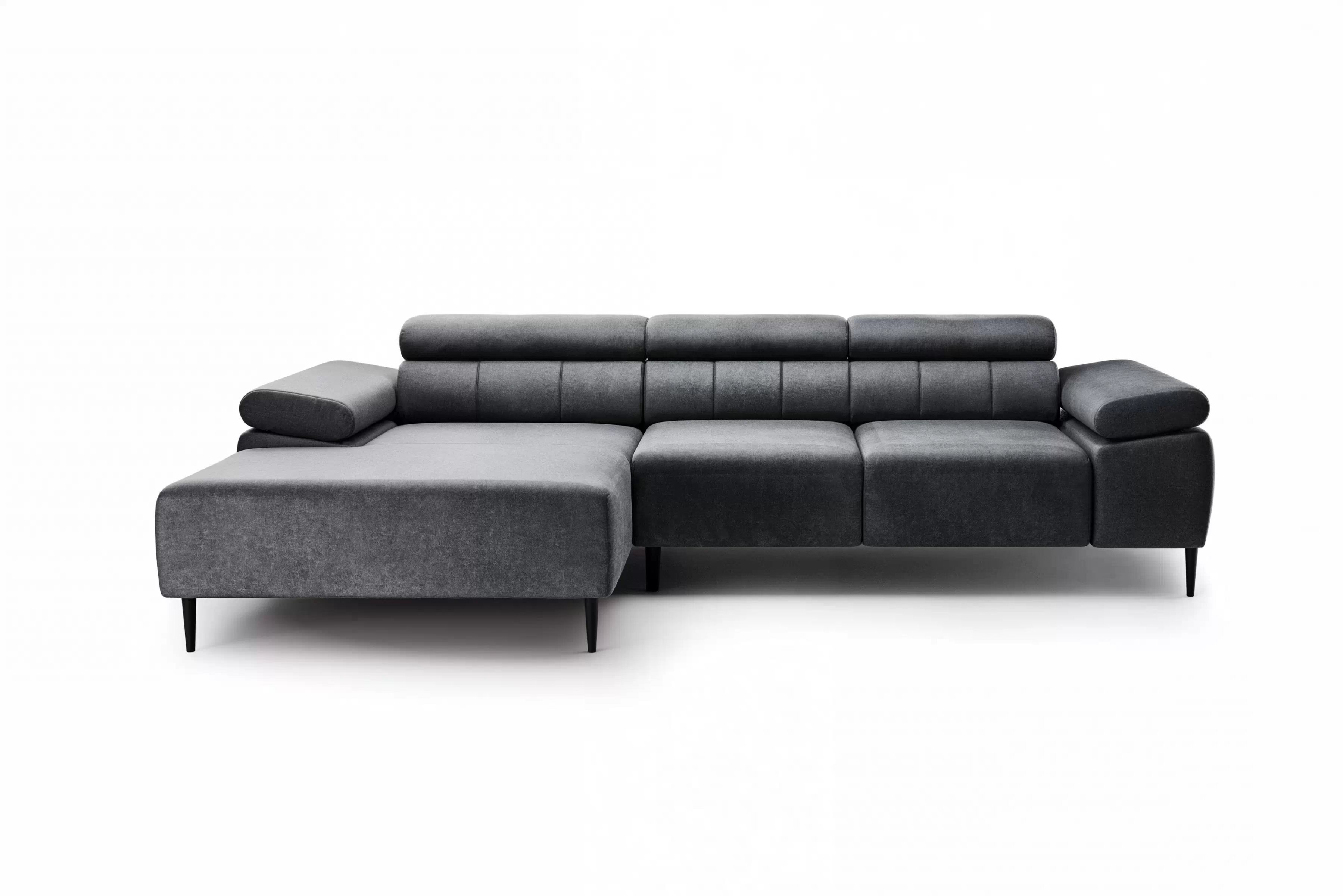 Rohová sedačka Taloria Mini s el. výsuvným sedadlom ľavá - šedý ľahkočistiaci zamat Zetta 305 / čierne nožičky Rohová sedacia súprava Ľavá strana Taloria Mini - Zetta 305, nožičky čierny