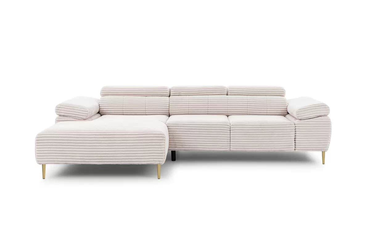 Rohová sedačka Taloria Mini s el. výsuvným sedadlom ľavá - béžový plyš Tilia 01 / zlaté nožičky Rohová sedacia súprava Ľavá strana Taloria Mini - Tilia 01, nožičky zlote