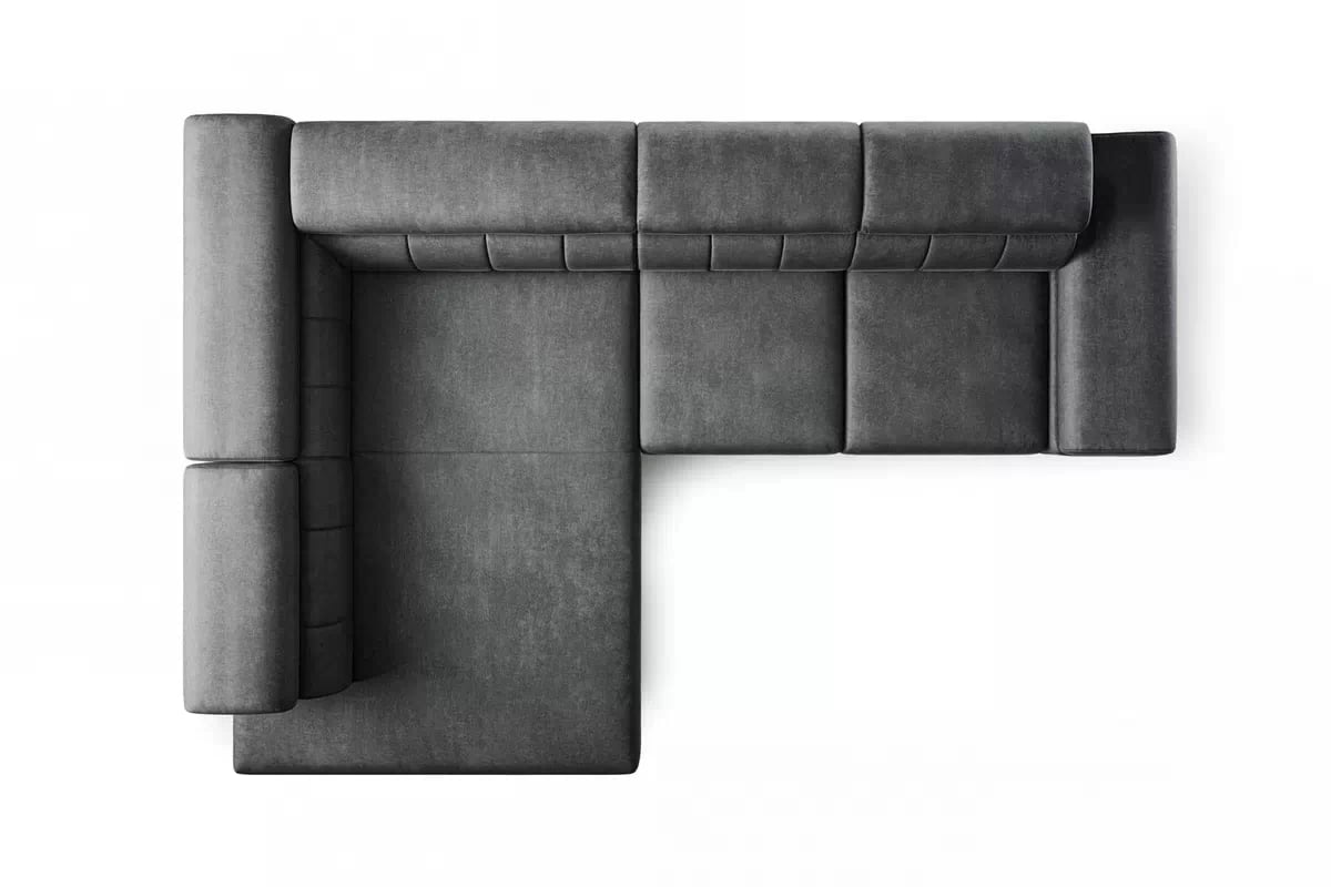 Rohová sedačka Taloria L s el. výsuvným sedadlom ľavá - grafitový ľahkočistiaci zamat Zetta 305 / zlaté nožičky Rohová sedacia súprava Ľavá strana Taloria L - Zetta 305, nožičky zlote