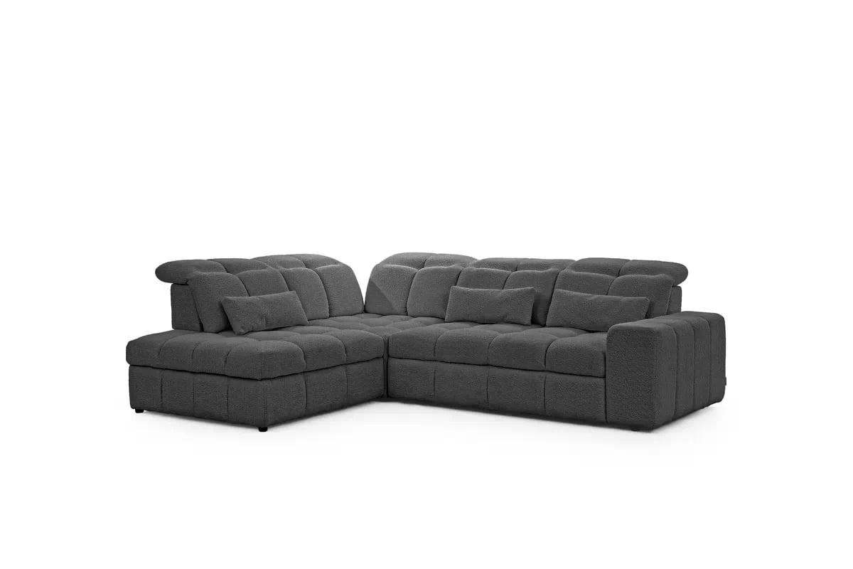 Rozkladacia rohová sedačka Magnelio L ľavá s el. výsuvom - sivé buklé Catch Me 25 Rohová sedacia súprava Ľavá strana rozkladany s elektricky výsuvným sedákem Magnelio L - šedá boucle Catch me 25