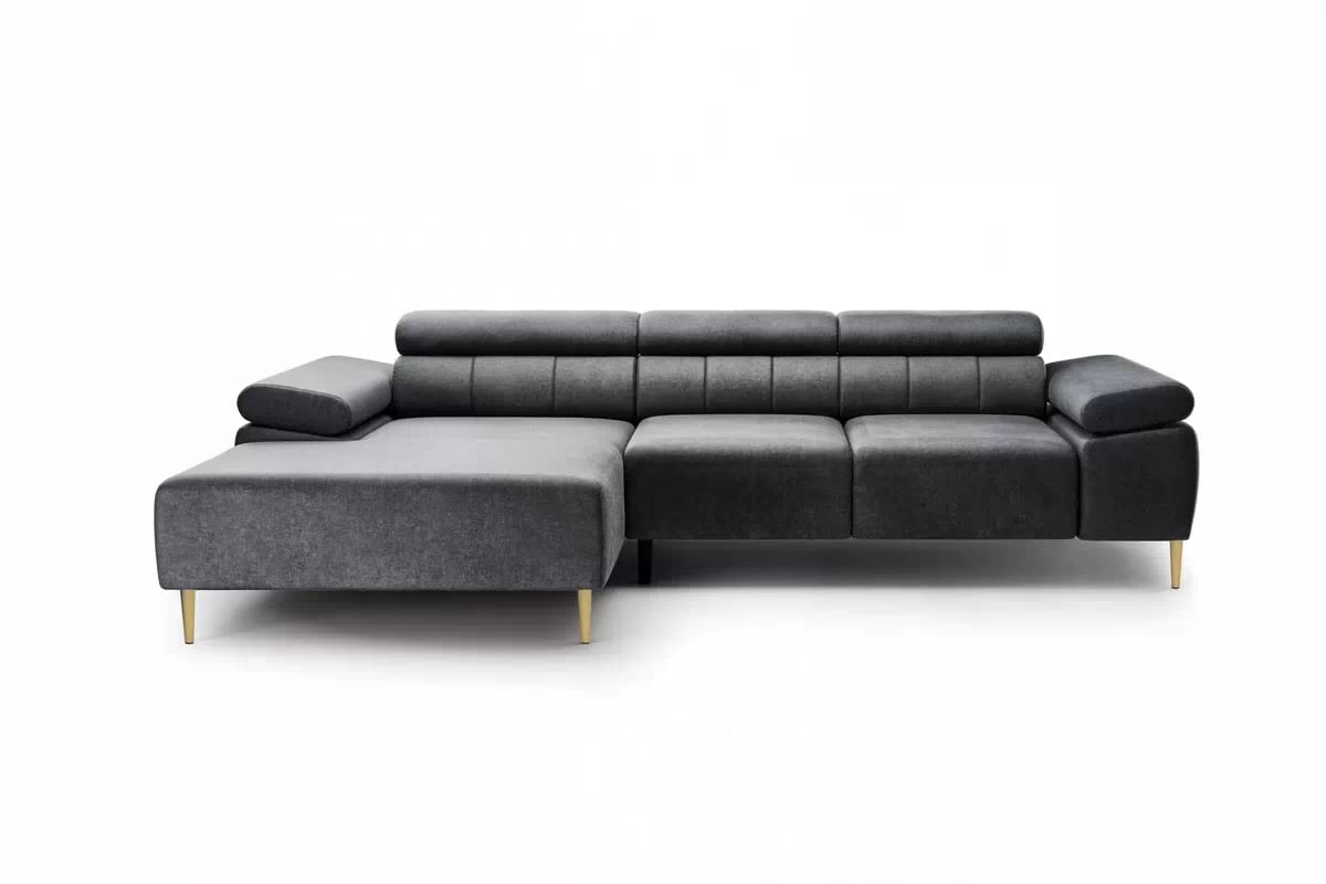 Rohová sedací souprava Taloria Mini levá - šedá látka Zetta 305 / zlaté nožky Rohová sedací souprava levá Taloria Mini - Zetta 305, Nohy zlaté