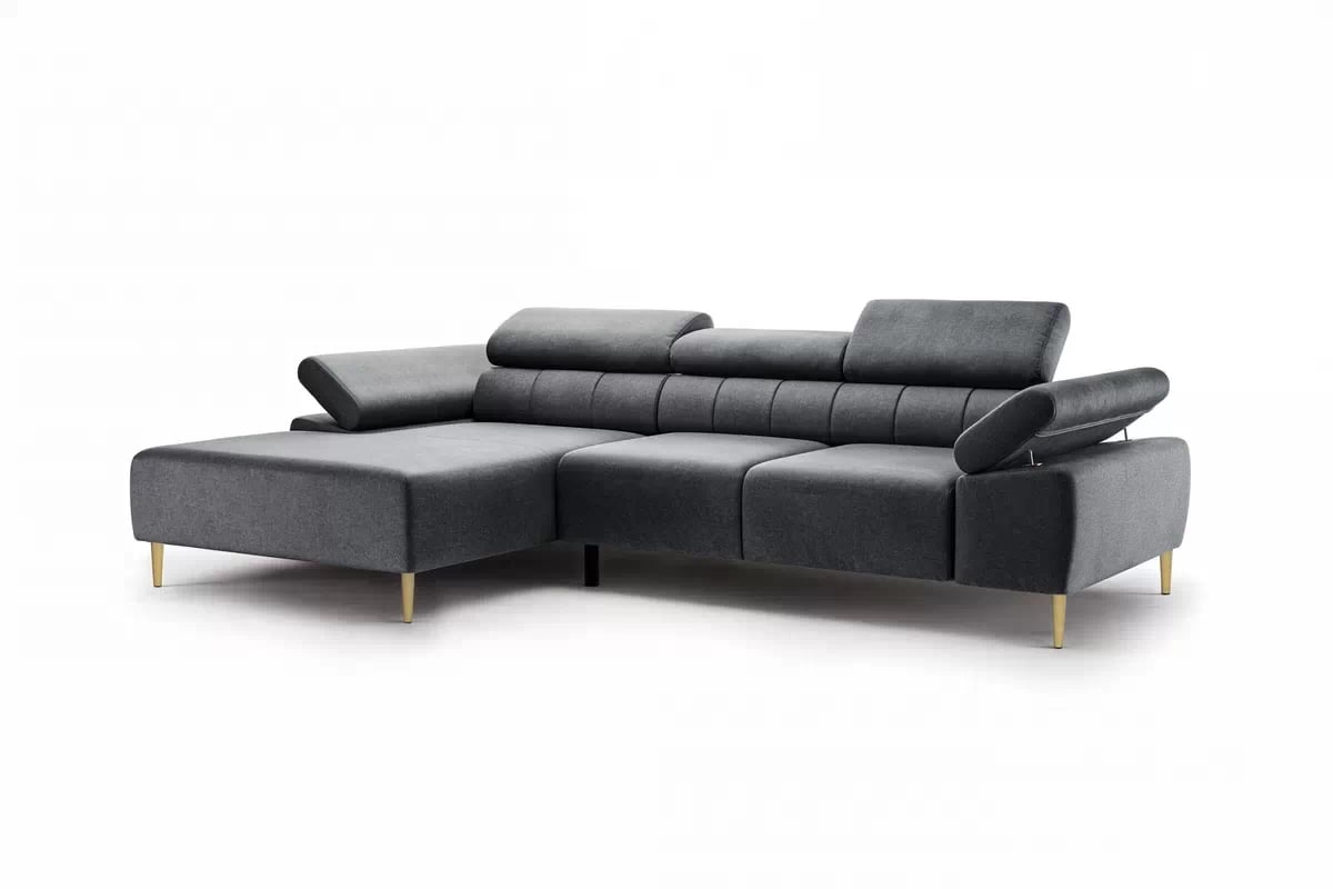 Rohová sedací souprava Taloria Mini levá - šedá látka Zetta 305 / zlaté nožky Rohová sedací souprava levá Taloria Mini - Zetta 305, Nohy zlaté