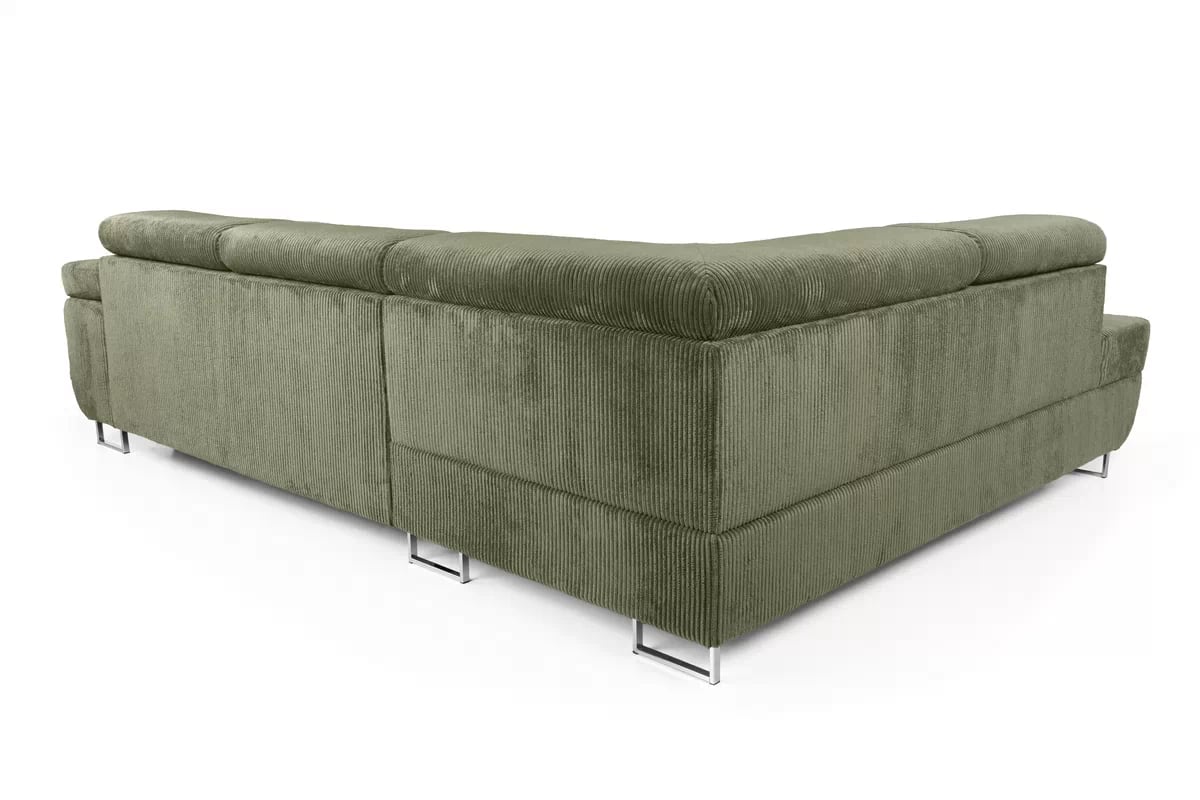 Rohová sedačka Annabelle L do obývačky ľavostranná - zelený menčester Lincoln 37 / chrómové nohy Rohová sedacia súprava Ľavá strana do obývacej izby Annabelle - Zelený MENČESTER Lincoln 37