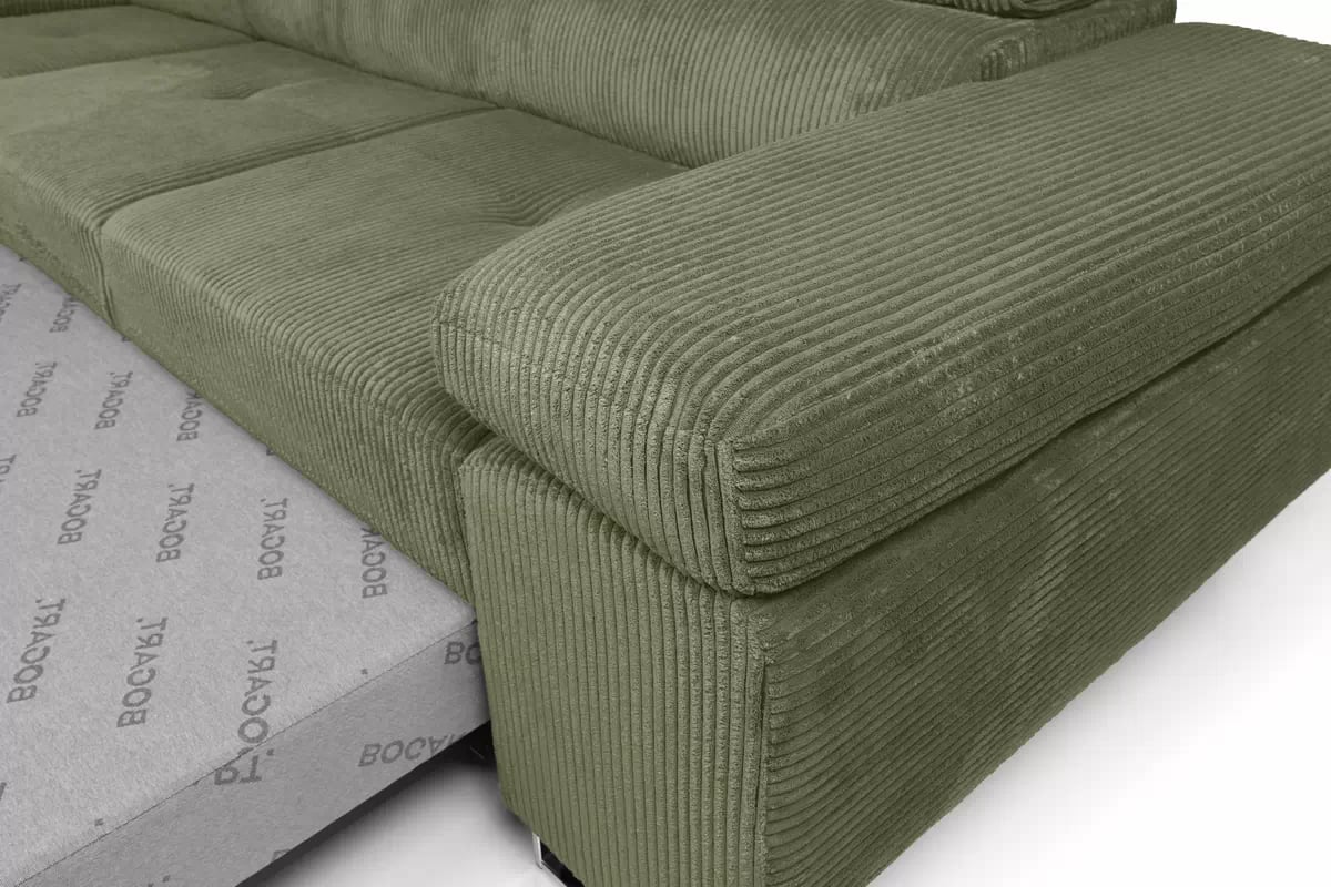 Rohová sedačka Annabelle L do obývačky ľavostranná - zelený menčester Lincoln 37 / chrómové nohy Rohová sedacia súprava Ľavá strana do obývacej izby Annabelle - Zelený MENČESTER Lincoln 37