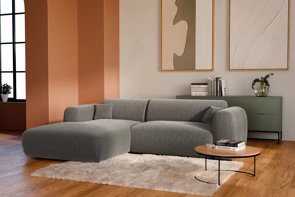 Rohová sedacia súprava Zastia ľavá - šedá pletenina Crown 18 Rohová sedacia súprava Ľavá strana do obývacej izby Zastia - šedá plecionka Crown 18 