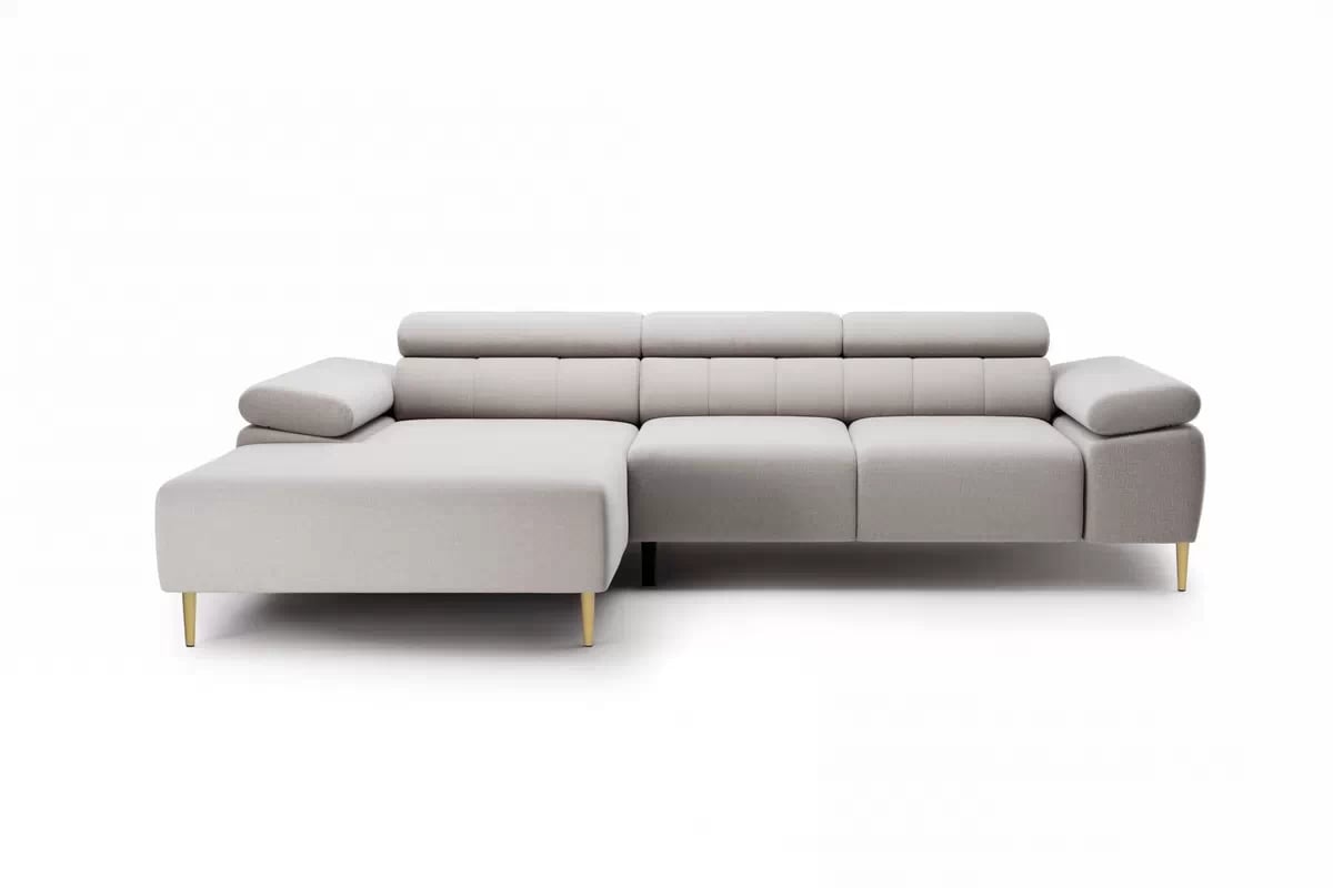 Rohová sedací souprava Taloria Mini levá - béžová látka Maya 01 / zlaté nožky Rohová sedací souprava levá Taloria Mini - Maya 01, Nohy zlaté