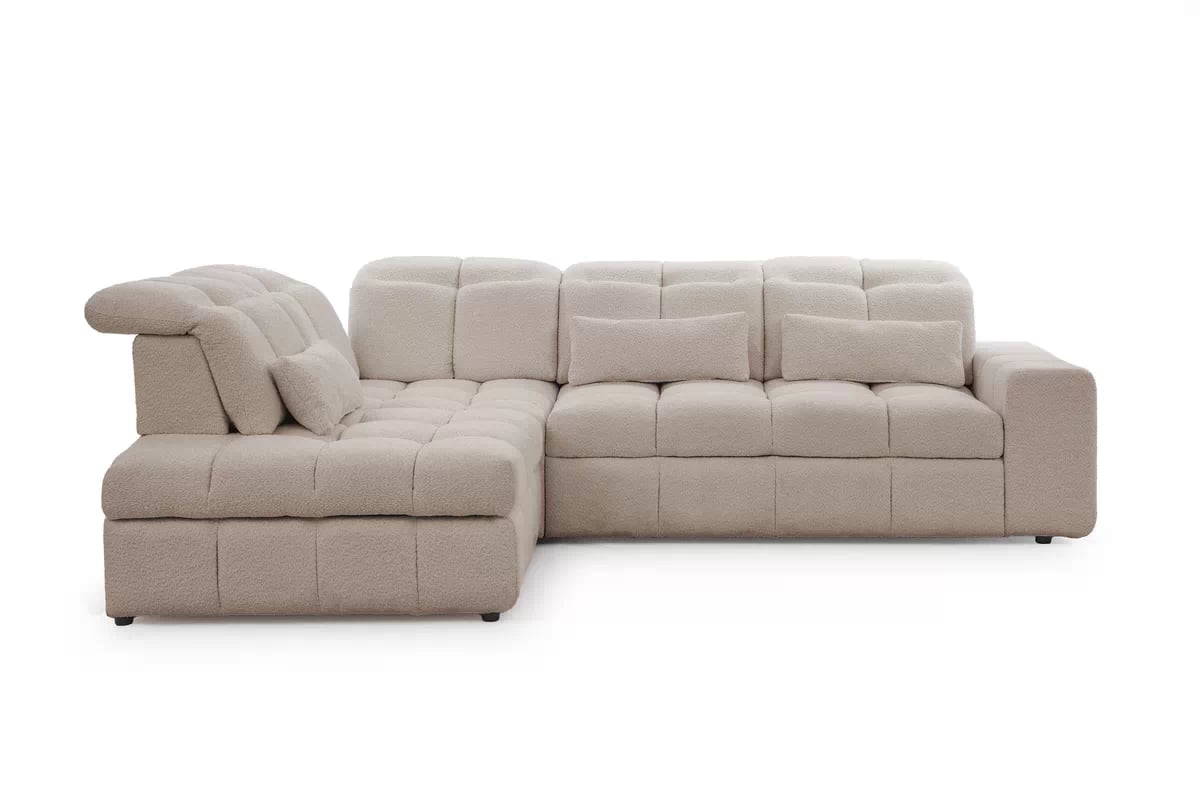 Rozkladacia rohová sedačka Magnelio L ľavá s el. výsuvom - béžové buklé Catch Me 02 Rohová sedacia súprava Ľavá strana rozkladany s elektricky výsuvným sedákem Magnelio L - Béžová boucle Catch me 2