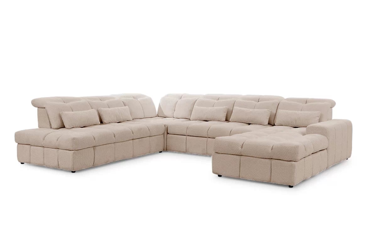 Elektrický rozkládací rohový gauč Magnelio U II levý - béžová bouclé Catch Me 2 Rohová sedací souprava Strana levá rozkládací z elektricky wysuwanym sedadlem Magnelio U II - Béžová boucle Catch me 2 