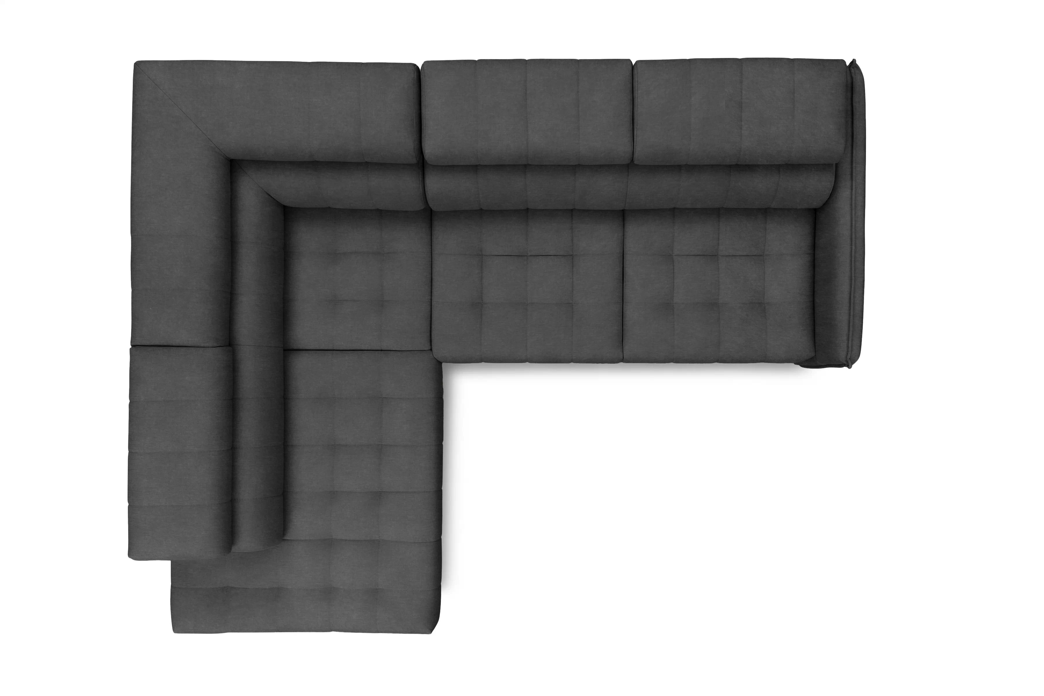 Rohová sedacia súprava Elarias L ľavá s funkciou spania - grafitový hydrofóbny zamat Zetta 305 Rohová sedacia súprava Ľavá strana s funkciou spania Elarias L - Grafitový zamat hydrofobowy Zetta 305