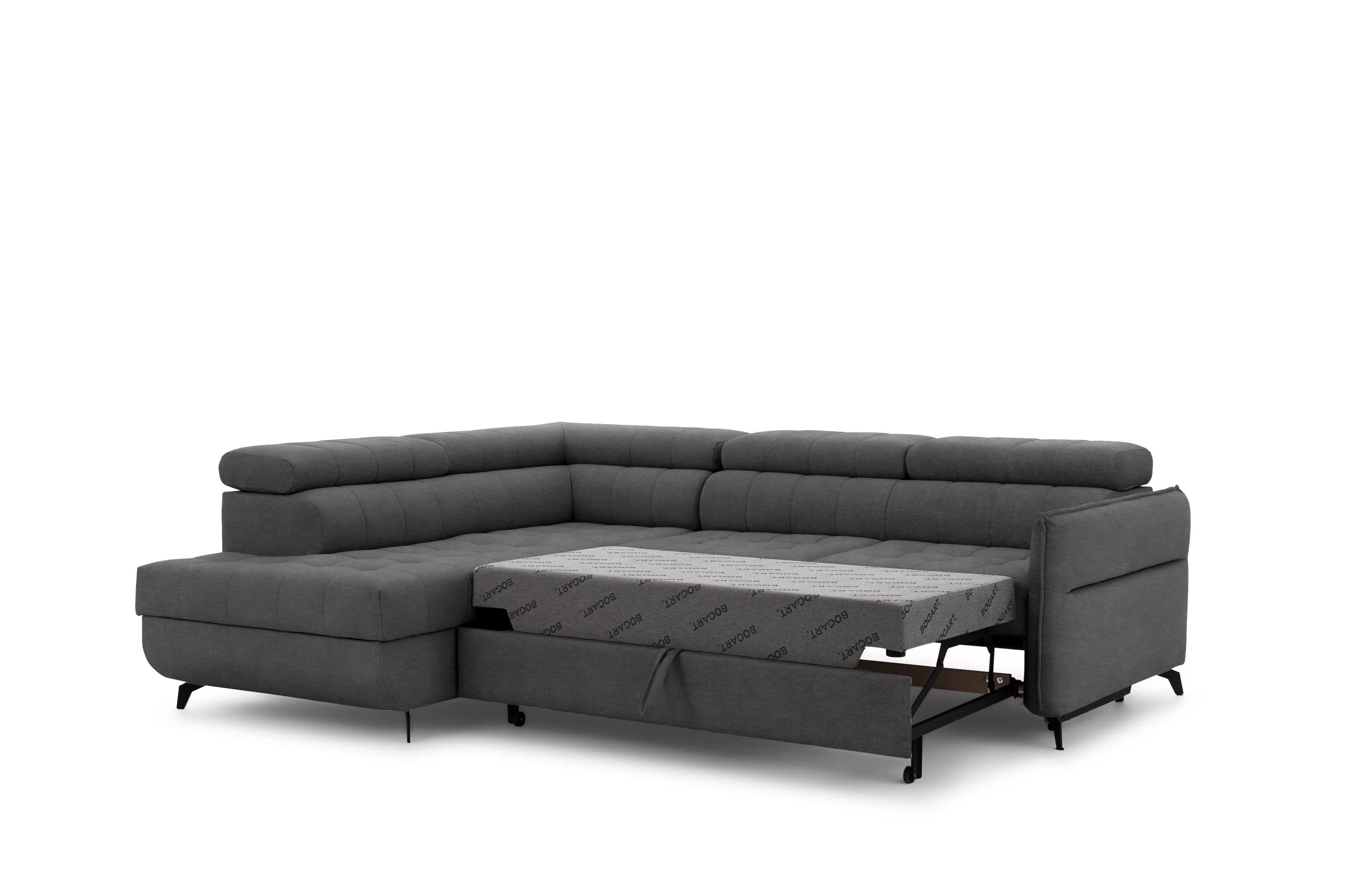 Rohová sedacia súprava Elarias L ľavá s funkciou spania - grafitový hydrofóbny zamat Zetta 305 Rohová sedacia súprava Ľavá strana s funkciou spania Elarias L - Grafitový zamat hydrofobowy Zetta 305