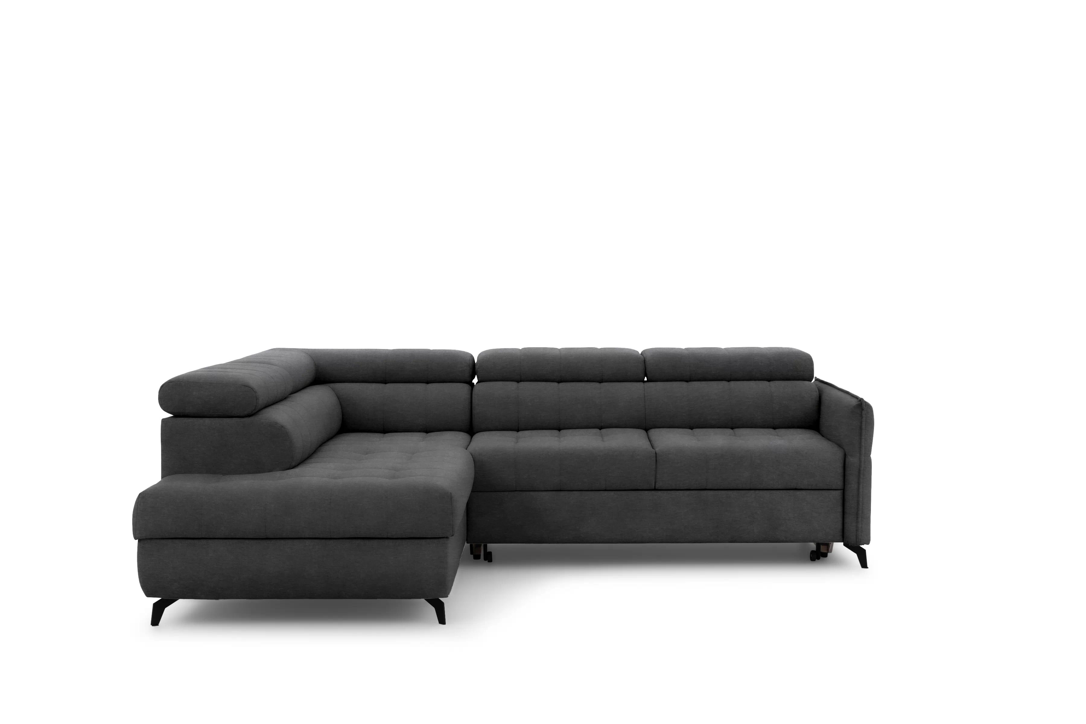 Rohová sedacia súprava Elarias L ľavá s funkciou spania - grafitový hydrofóbny zamat Zetta 305 Rohová sedacia súprava Ľavá strana s funkciou spania Elarias L - Grafitový zamat hydrofobowy Zetta 305