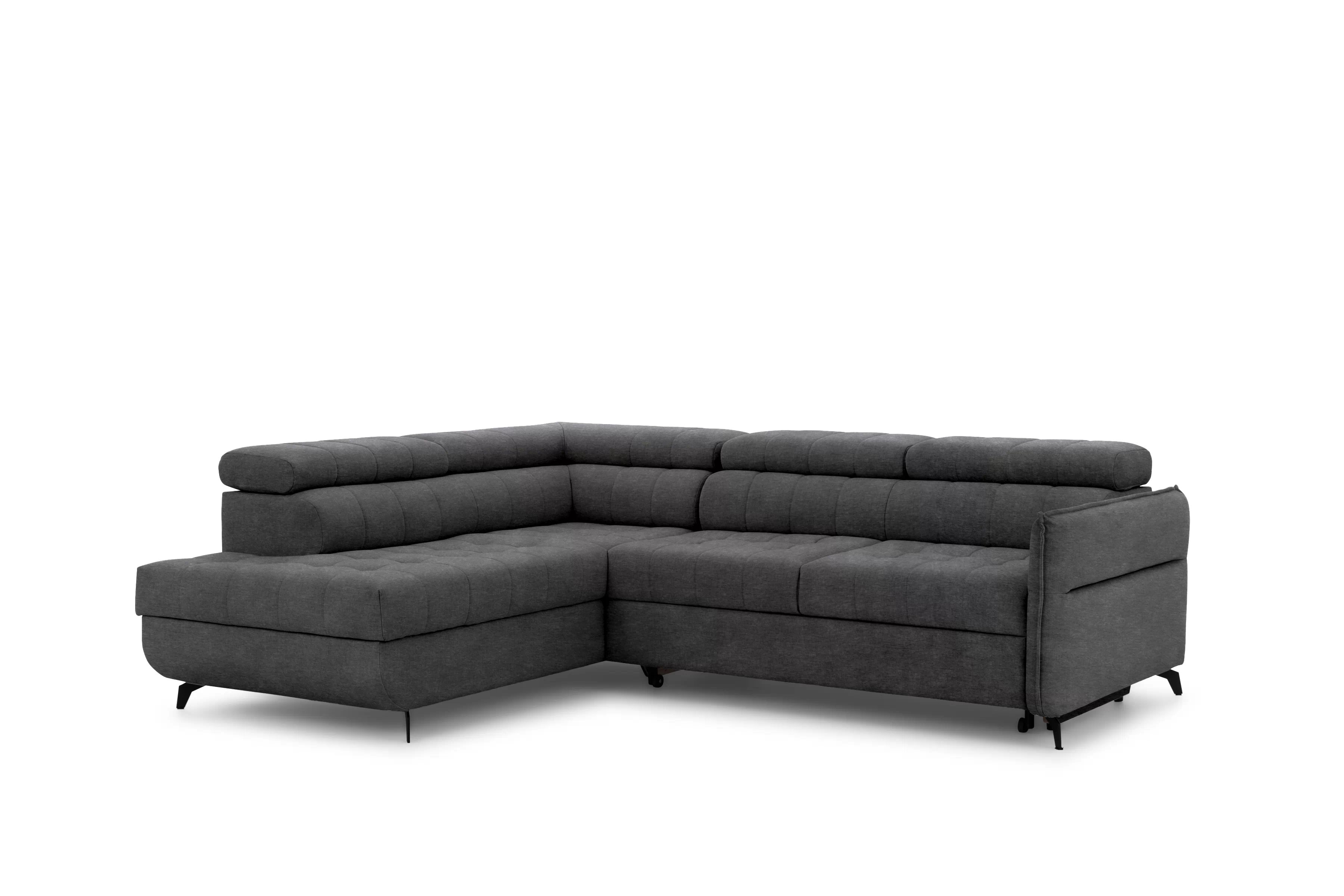 Rohová sedacia súprava Elarias L ľavá s funkciou spania - grafitový hydrofóbny zamat Zetta 305 Rohová sedacia súprava Ľavá strana s funkciou spania Elarias L - Grafitový zamat hydrofobowy Zetta 305