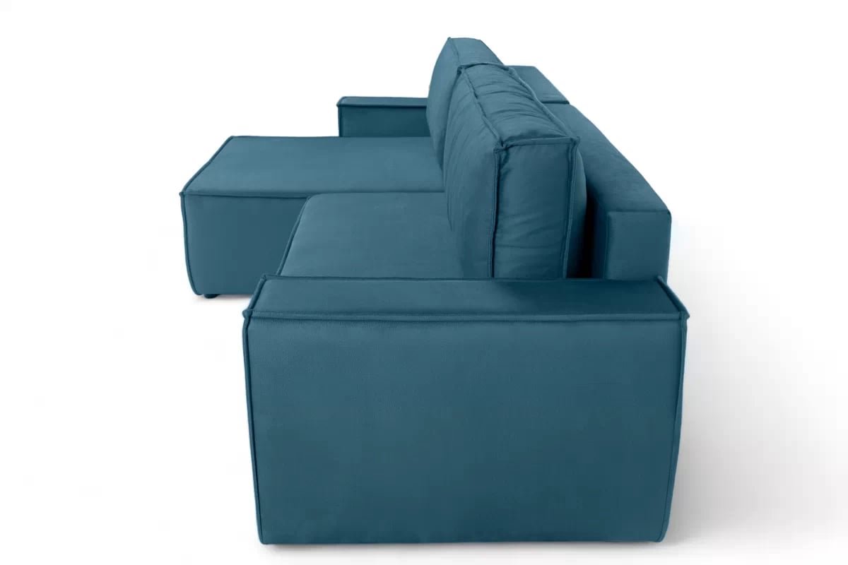 Rohová sedacia súprava ľavá rozkladacia Flabio Mini - modrá látka ľahkočistiaca Solar 77 Rohová sedacia súprava Ľavá strana s funkciou spania Flabio Mini - modrá látka ľahkočistiaca Solar 77