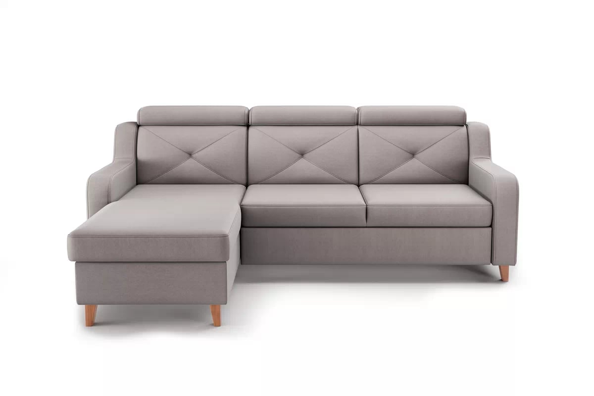 Rohová sedačka Laksaro s rozkladom ľavostranná - tmavý béžový zamat Jasmine 25 Rohová sedacia súprava Ľavá strana s funkciou spania Laksaro - jasno Hnedý zamat Jasmine 25