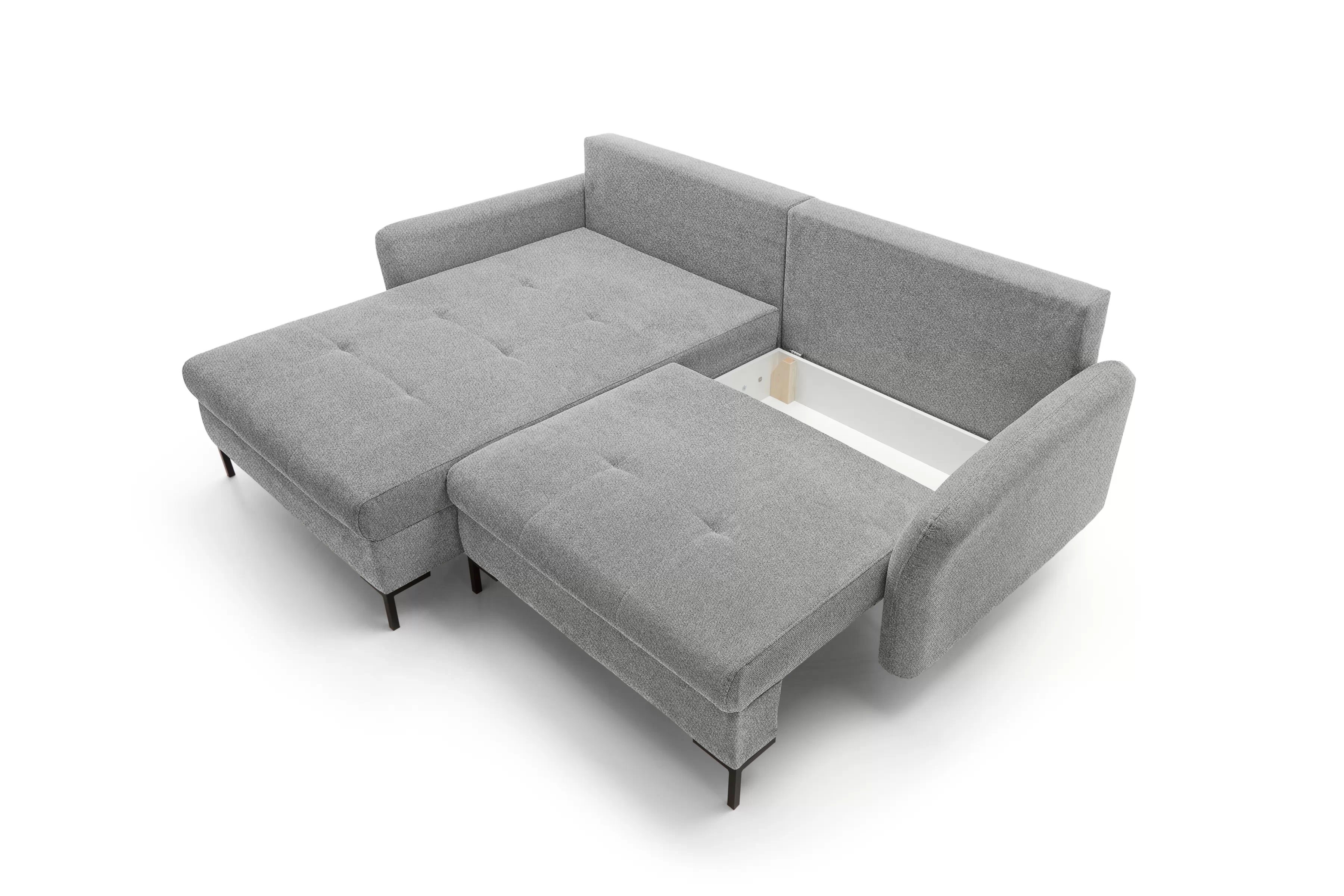 Rozkladacia rohová sedacia súprava Marco ľavá - šedá pletenina Brooklyn Cement Rohová sedacia súprava Ľavá strana s funkciou spánku Marco - šedá plecionka Brooklyn Cement