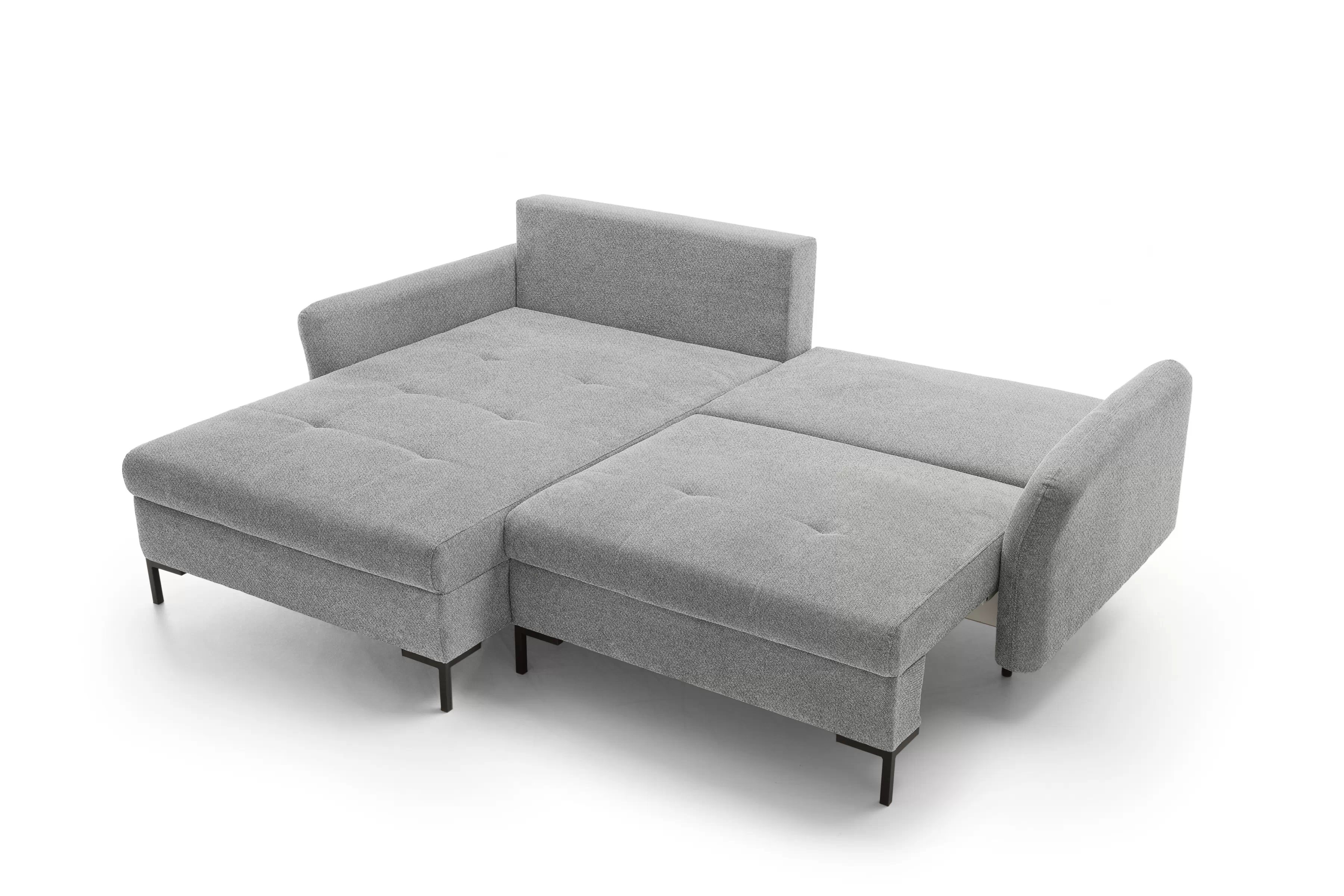 Rozkladacia rohová sedacia súprava Marco ľavá - šedá pletenina Brooklyn Cement Rohová sedacia súprava Ľavá strana s funkciou spánku Marco - šedá plecionka Brooklyn Cement