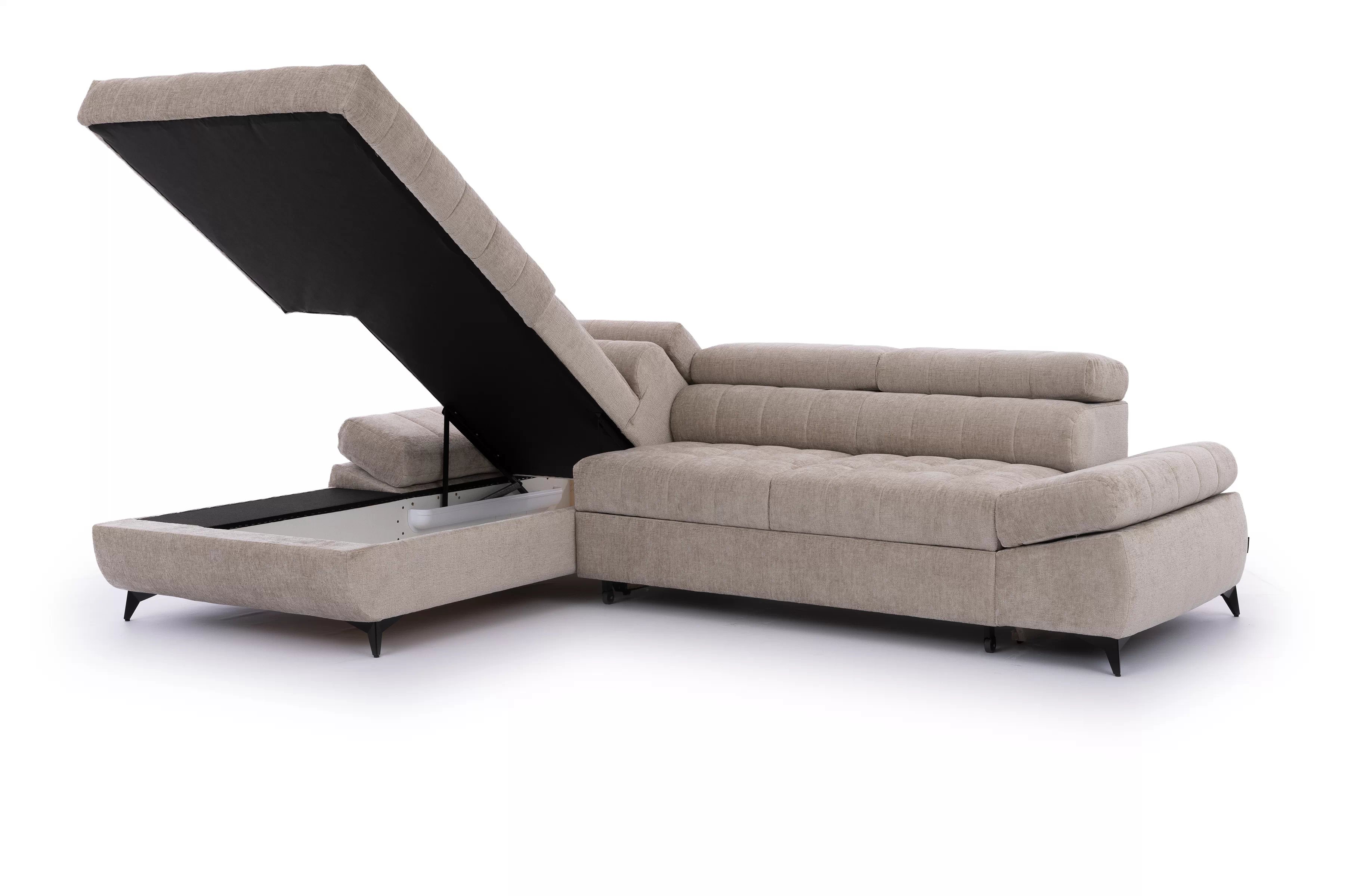 Rohová pohovka Valoris Mini levá s funkcí spánku - béžový szenil Perfect Harmony 07 Rohová sedací souprava levá rozkládací Valoris Mini - béžová šenil Perfect harmony 07