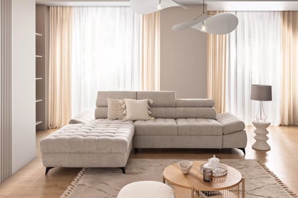 Rohová sedacia súprava Valoris Mini ľavá s funkciou spania - béžový šenil Perfect Harmony 07 Rohová sedacia súprava Ľavá strana s funkciou spánku Valoris Mini - béžový šenil Perfect harmony 07