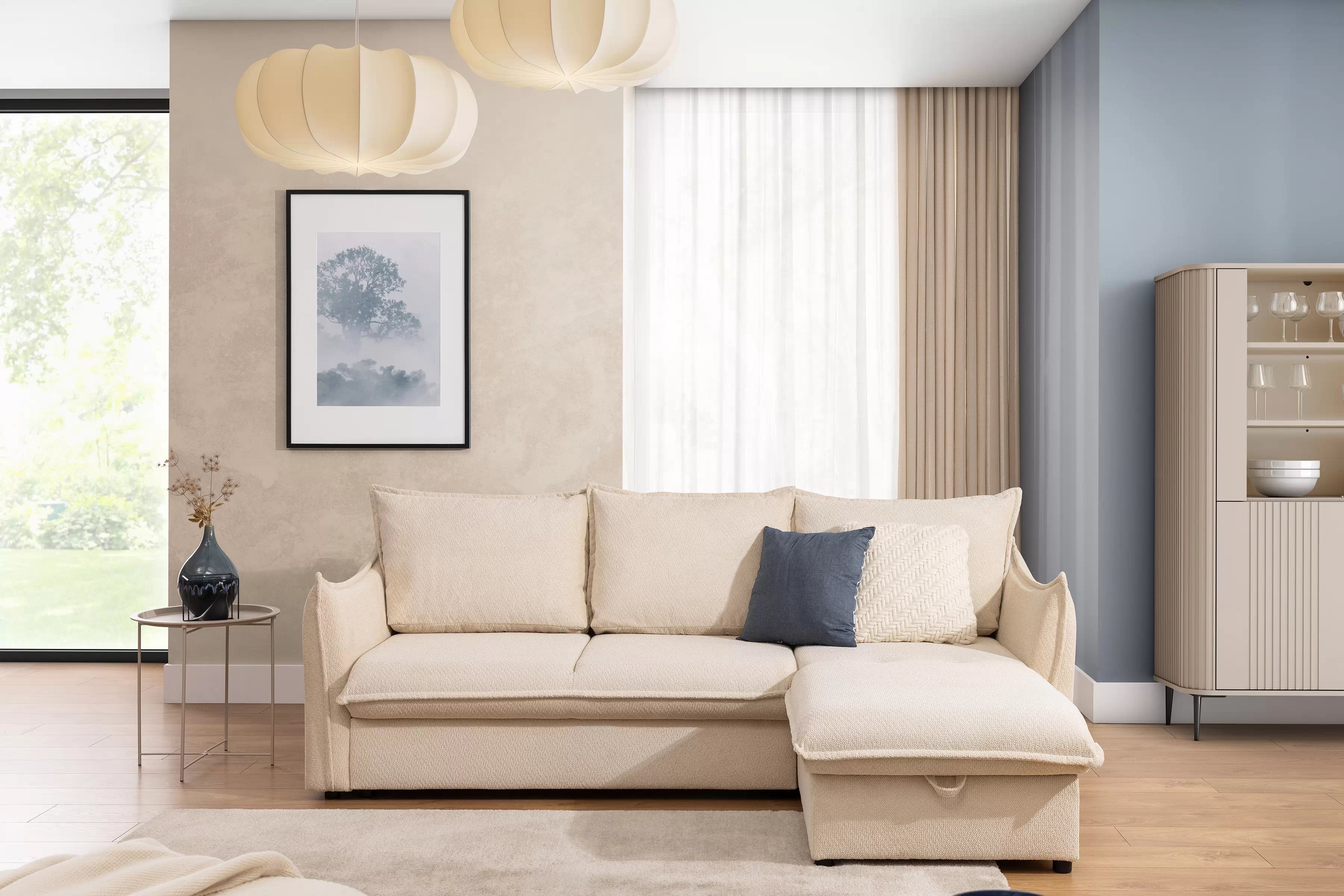 Rohová sedací souprava Liliamo pravá - béžová Egon 26 Rohová sedací souprava Liliamo prowostronny - béžová šenil Egon 26